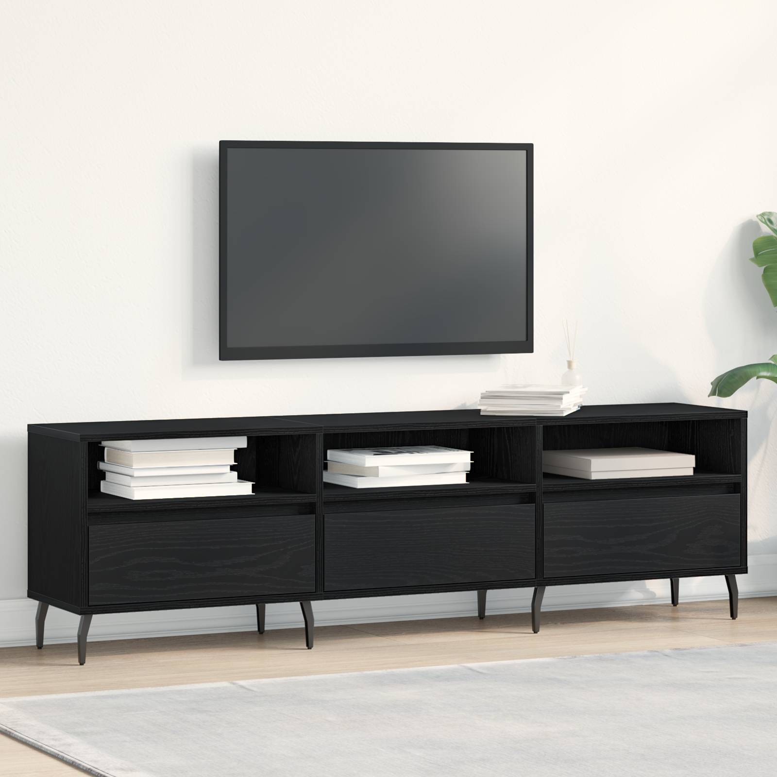 vidaXL TV-Schrank Schwarz Eiche 150x30x44,5 cm Holzwerkstoff