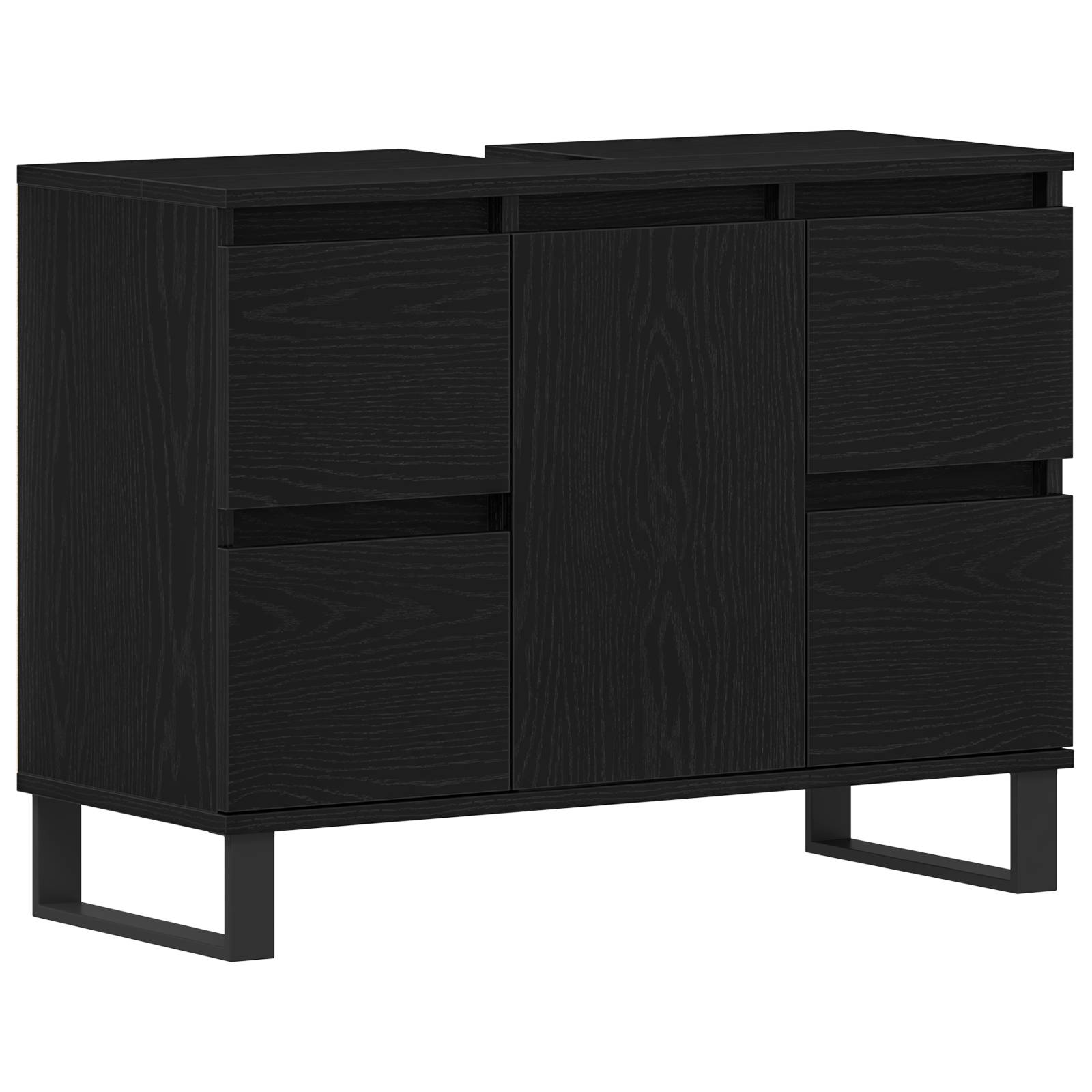 vidaXL Waschbeckenschrank Schwarz Eiche 80x33x60 cm Holzwerkstoff