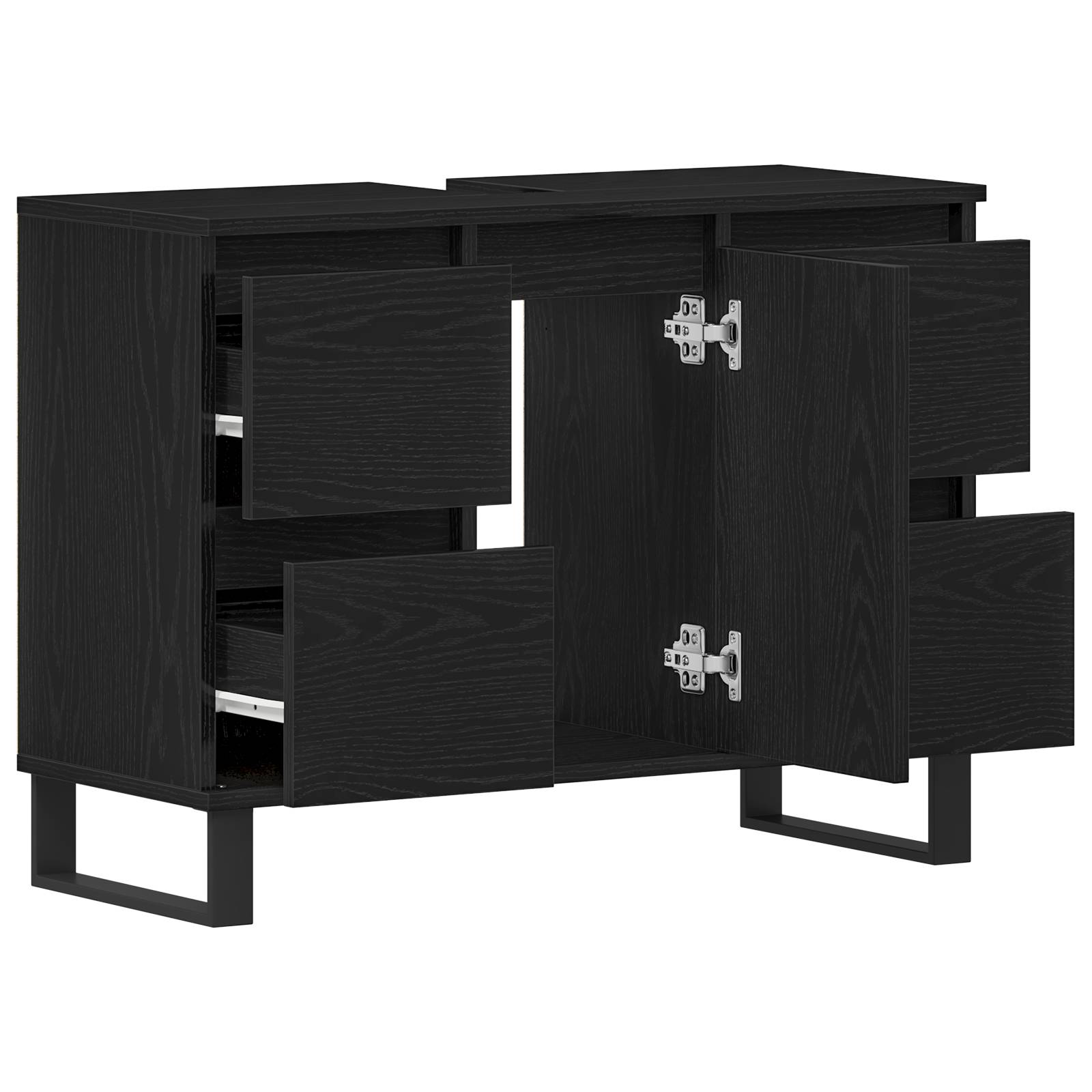 vidaXL Waschbeckenschrank Schwarz Eiche 80x33x60 cm Holzwerkstoff