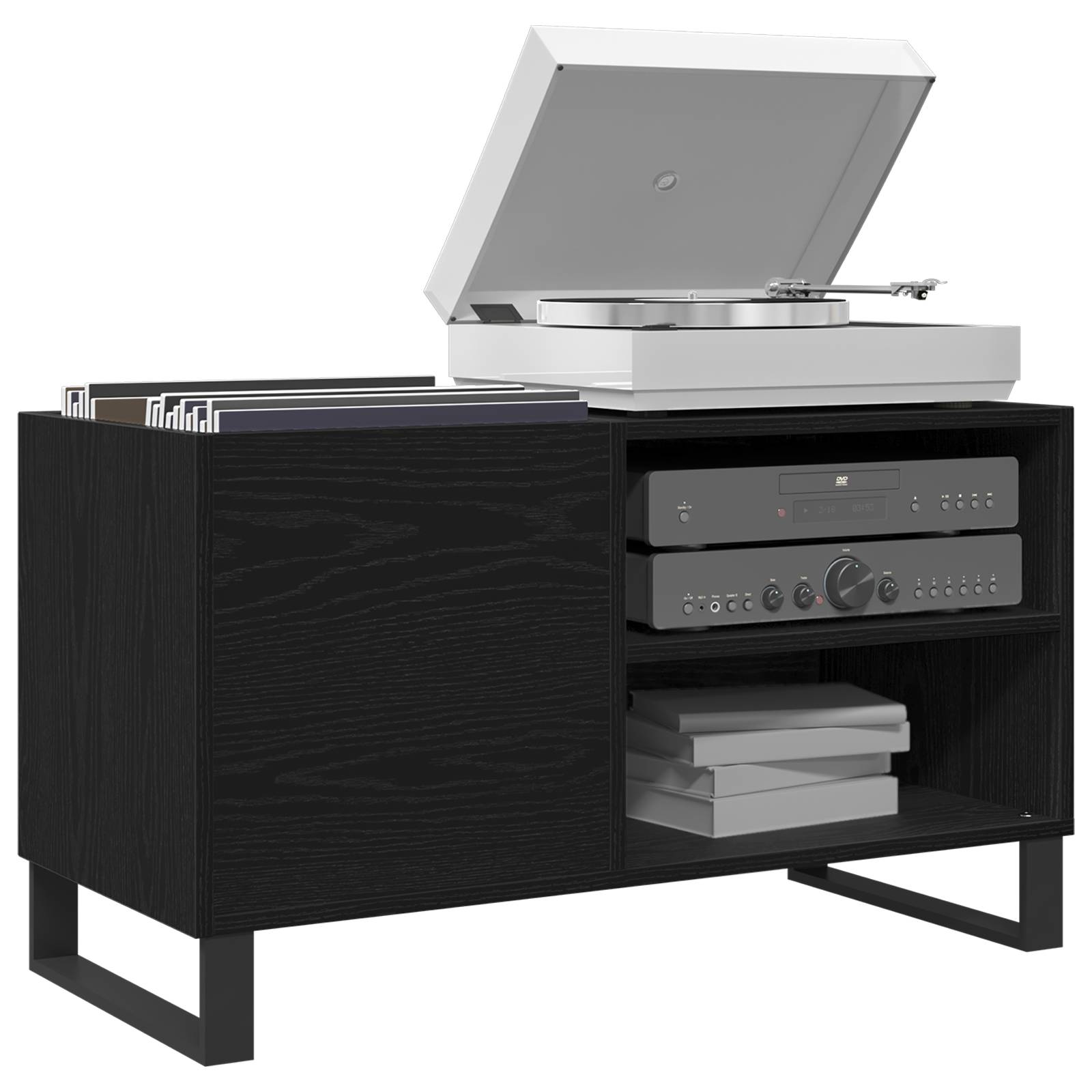 vidaXL Plattenschrank Schwarz Eiche 84,5x38x48 cm Holzwerkstoff