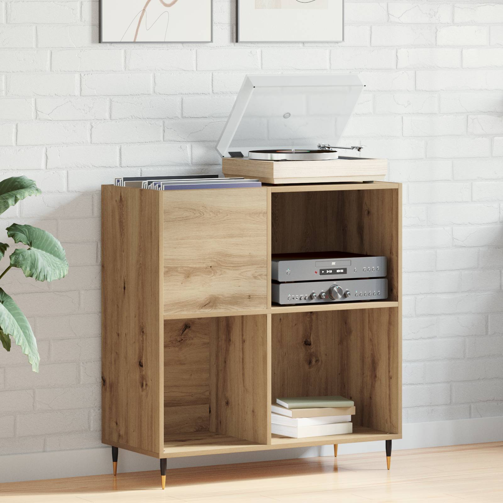 vidaXL Schallplattenschrank Altholz 84,5x38x89 cm Holzwerkstoff