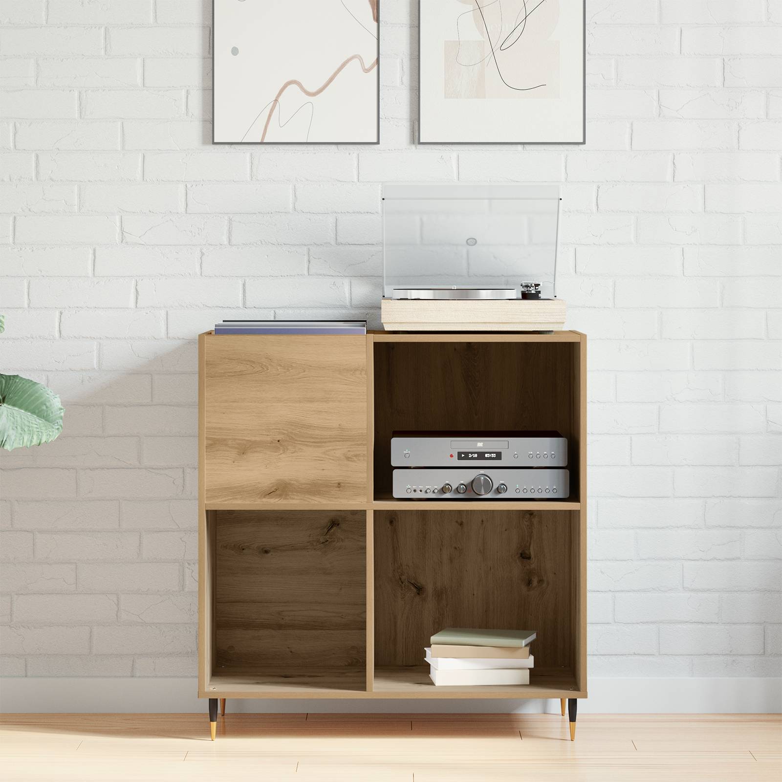 vidaXL Schallplattenschrank Altholz 84,5x38x89 cm Holzwerkstoff