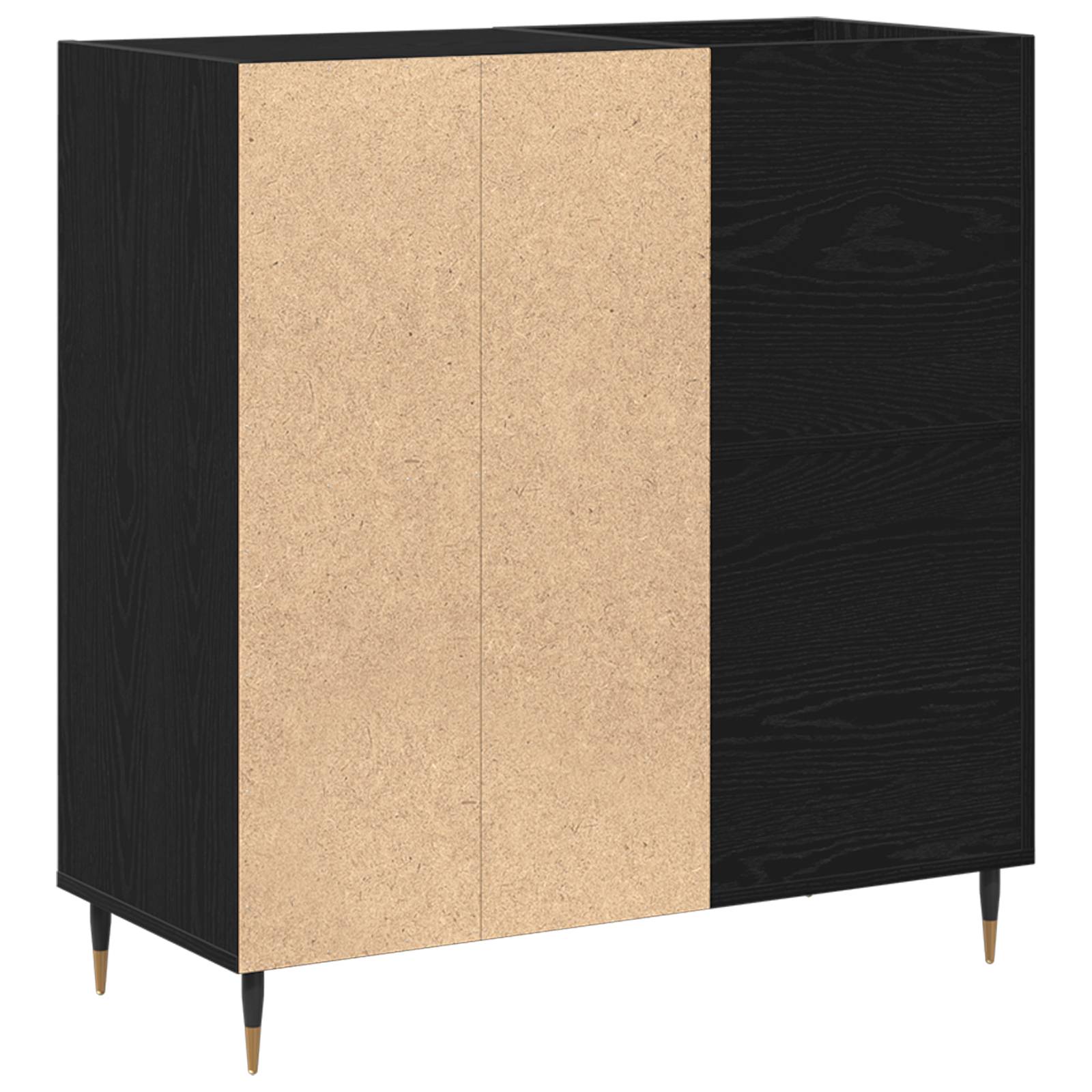vidaXL Schallplattenschrank Schwarz Eiche 84,5x38x89 cm Holzwerkstoff