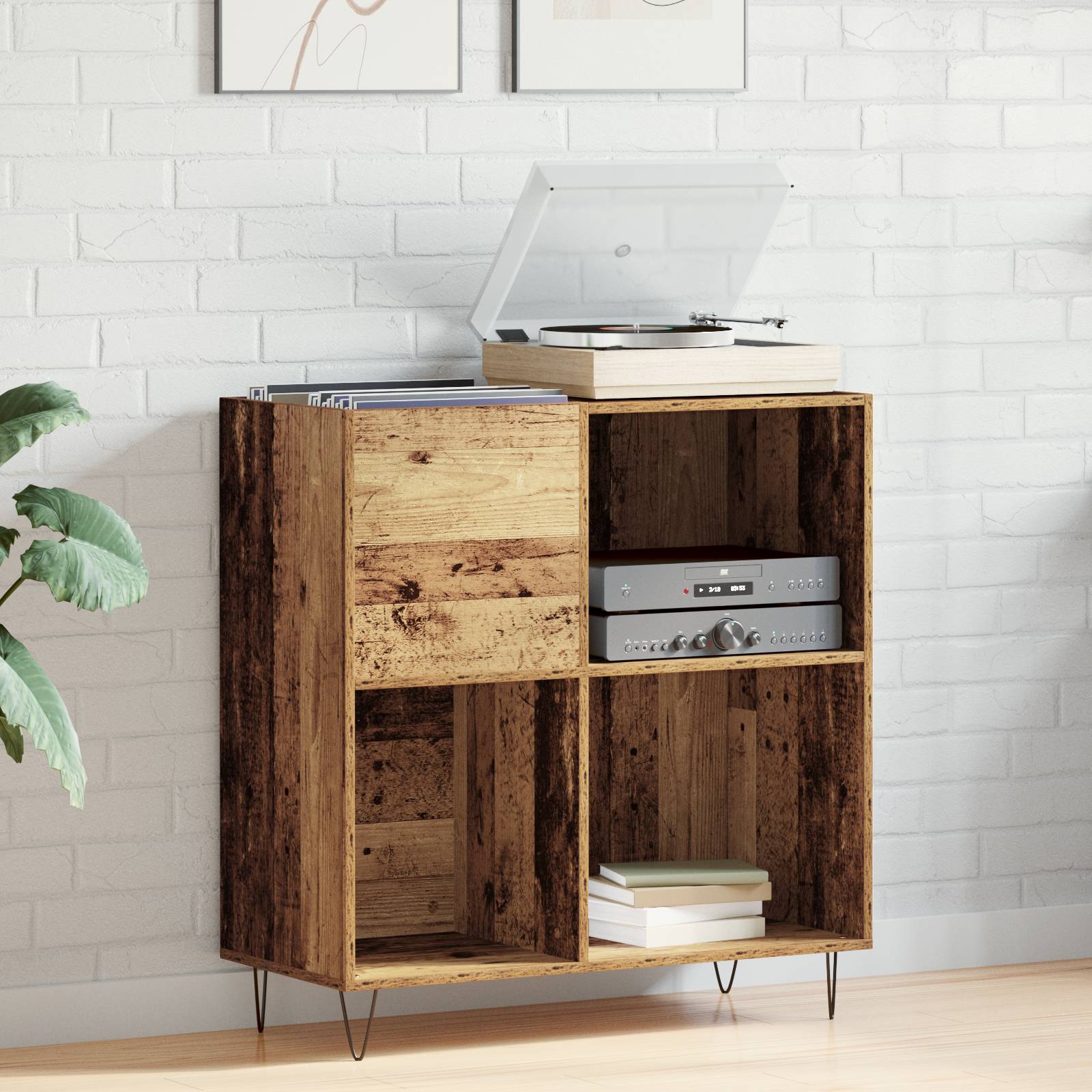 vidaXL Schallplattenschrank Artisan Eiche 84,5x38x90 cm Holzwerkstoff