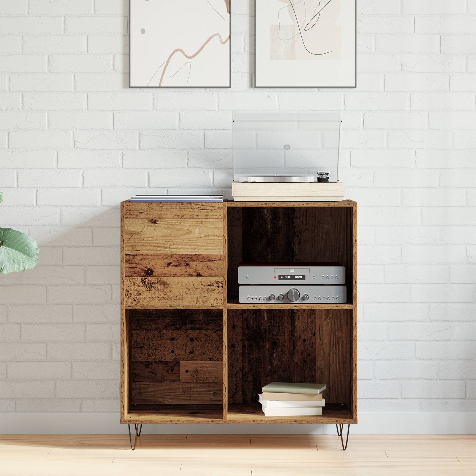 vidaXL Schallplattenschrank Artisan Eiche 84,5x38x90 cm Holzwerkstoff