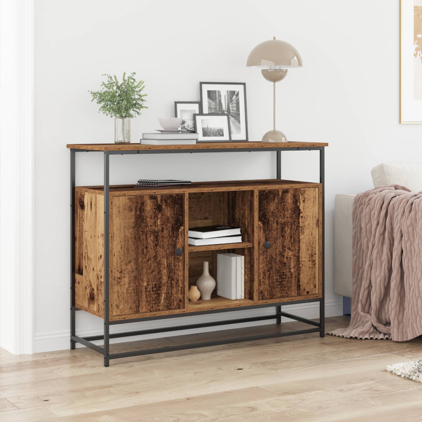 vidaXL Sideboard Altholz 100x35x80 cm Holzwerkstoff und Stahl