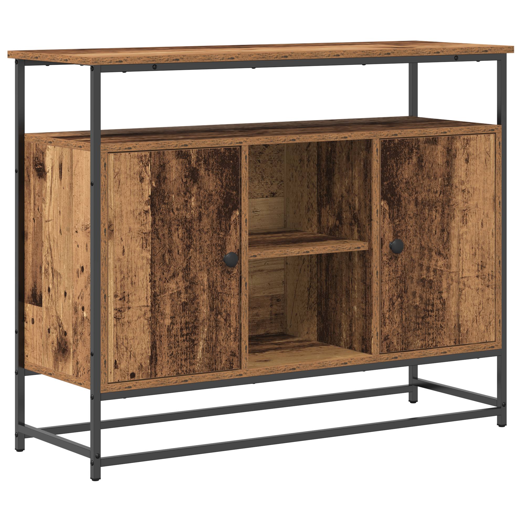 vidaXL Sideboard Altholz 100x35x80 cm Holzwerkstoff und Stahl