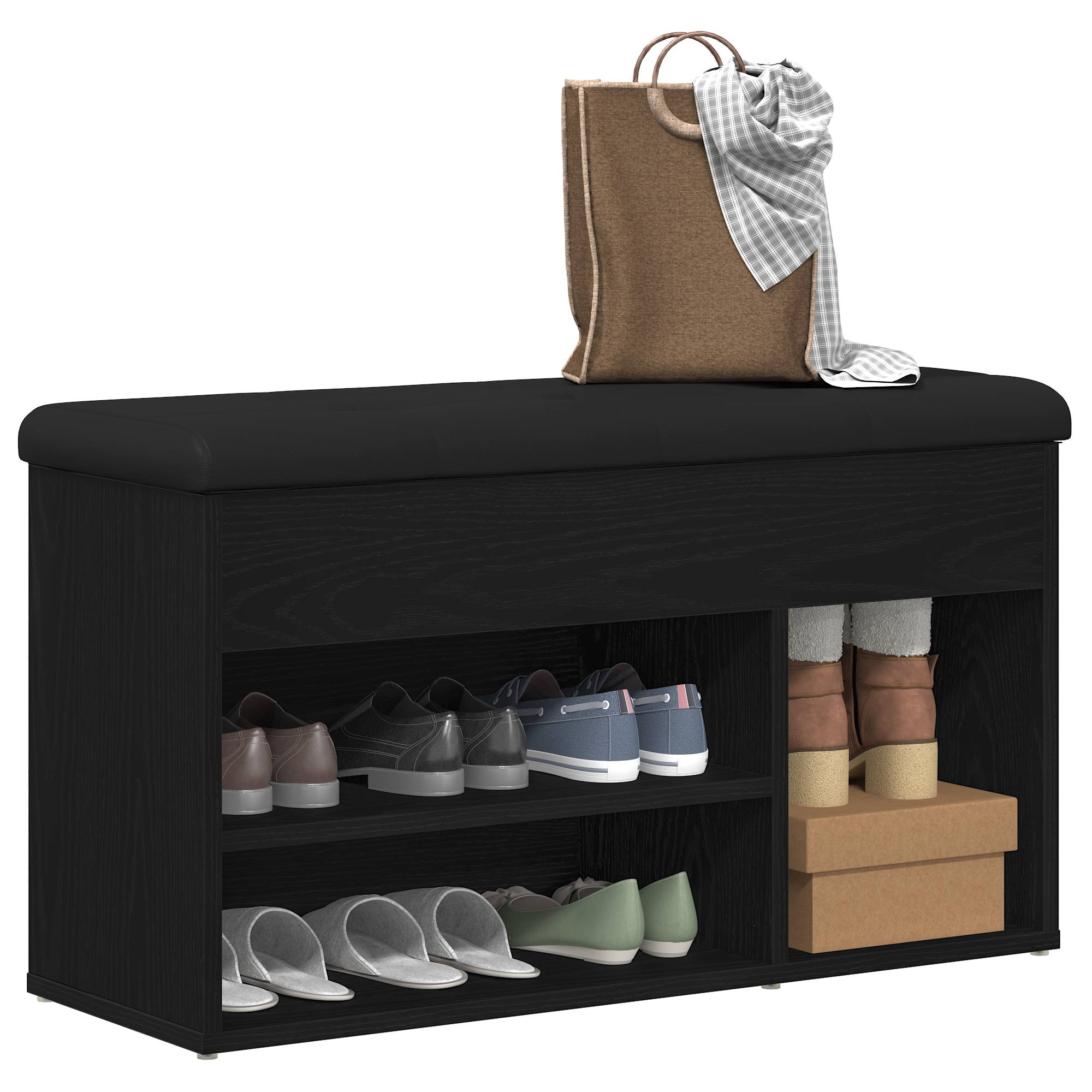 vidaXL Bank mit Stauraum Schwarz Eiche 80x30x45 cm Holzwerkstoff