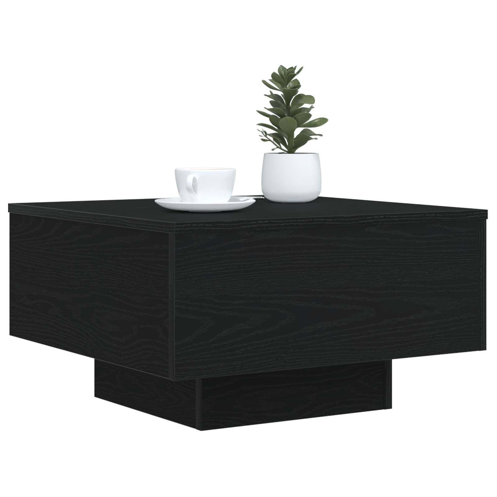 vidaXL Couchtisch mit LED-Leuchten Schwarz Eiche 55x55x31 cm