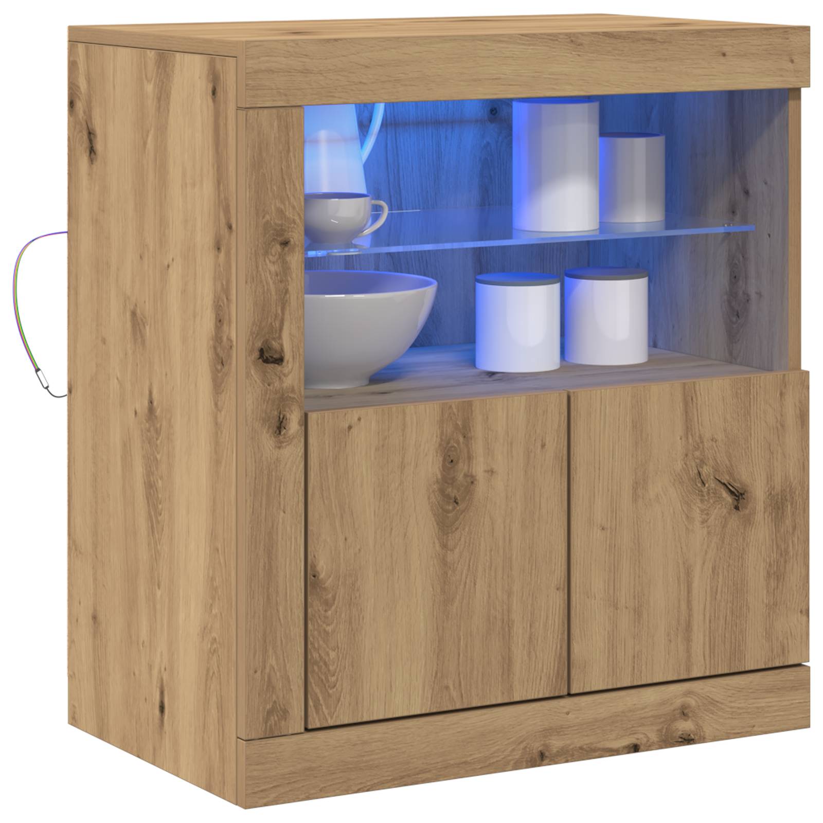 vidaXL Sideboard mit LED-Leuchten Artisan Eiche 60,5x37x67 cm
