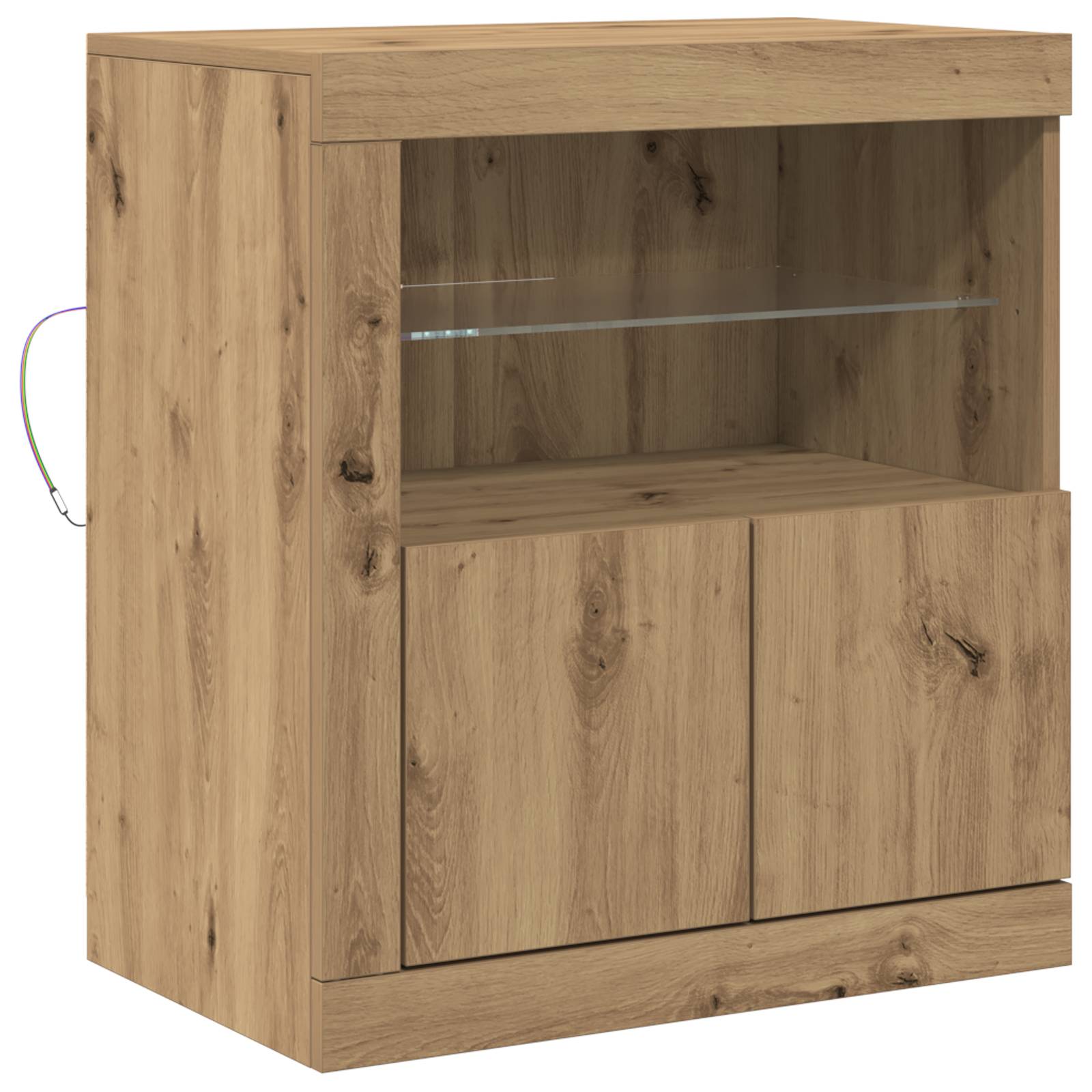vidaXL Sideboard mit LED-Leuchten Artisan Eiche 60,5x37x67 cm