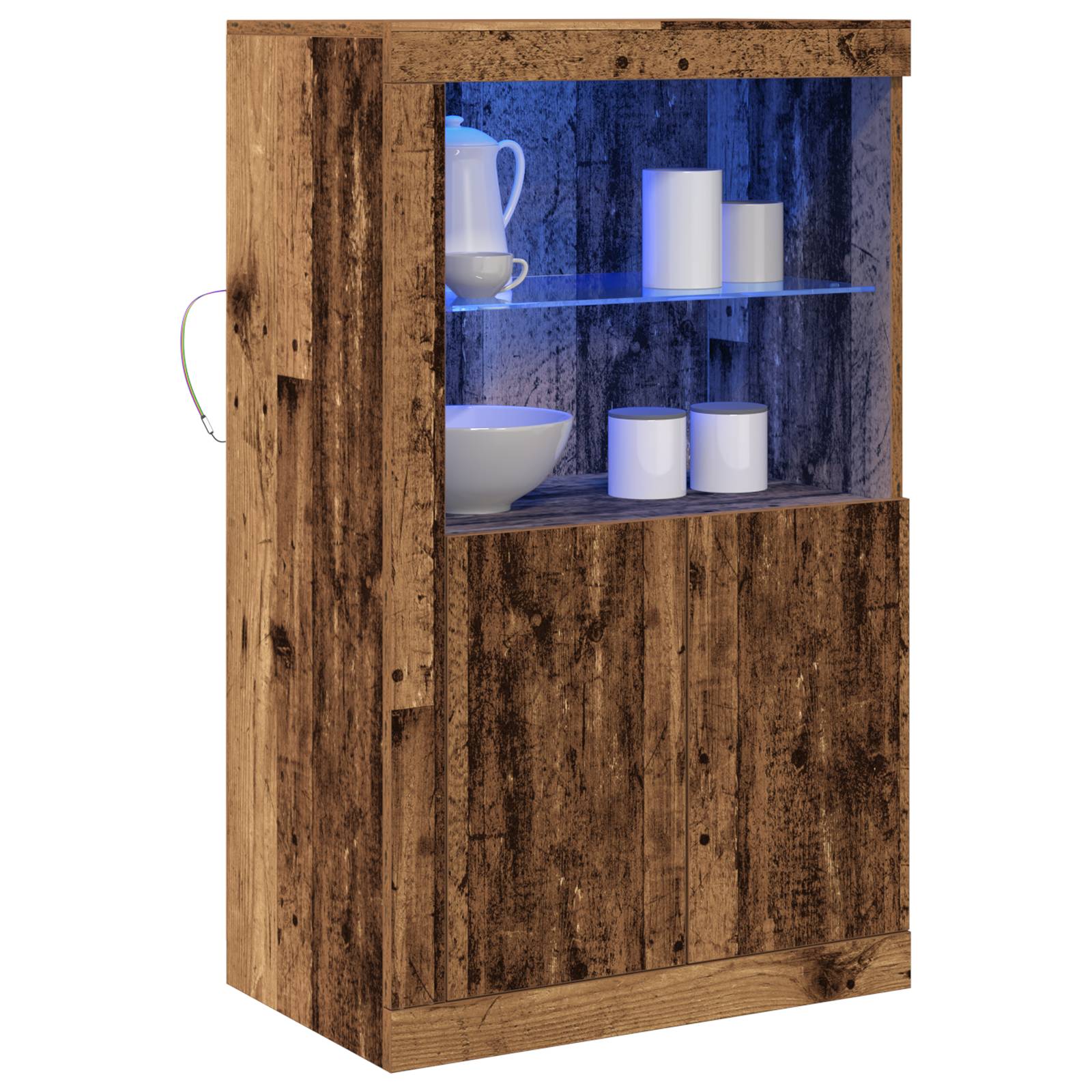 vidaXL Sideboard mit LED-Leuchten Altholz 60,5x37x100 cm