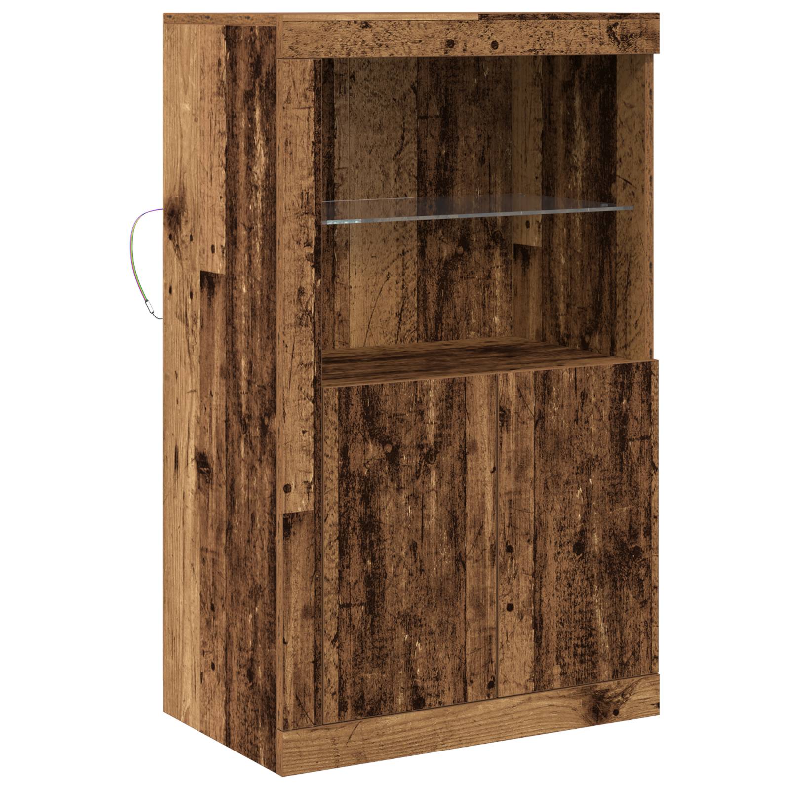 vidaXL Sideboard mit LED-Leuchten Altholz 60,5x37x100 cm