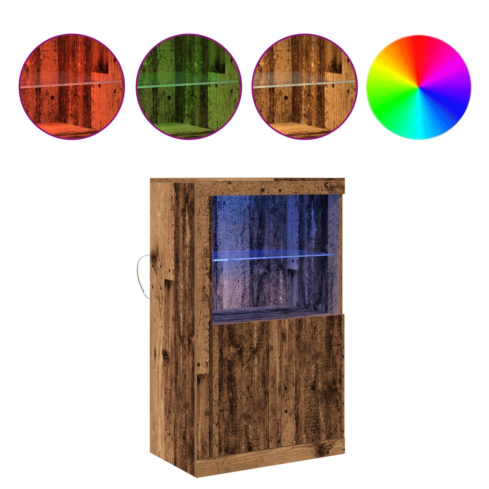 vidaXL Sideboard mit LED-Leuchten Altholz 60,5x37x100 cm