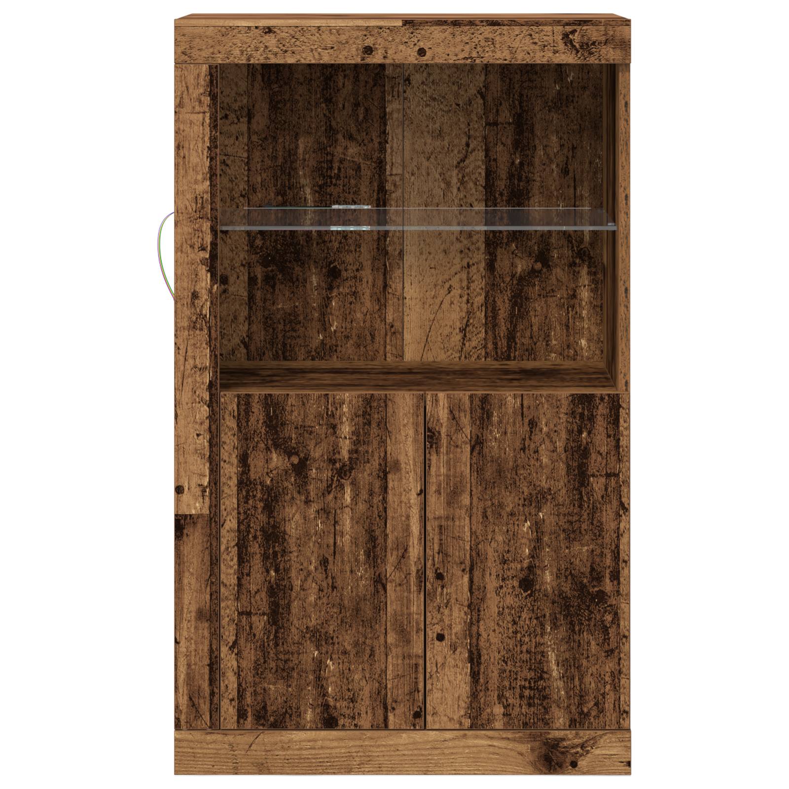vidaXL Sideboard mit LED-Leuchten Altholz 60,5x37x100 cm
