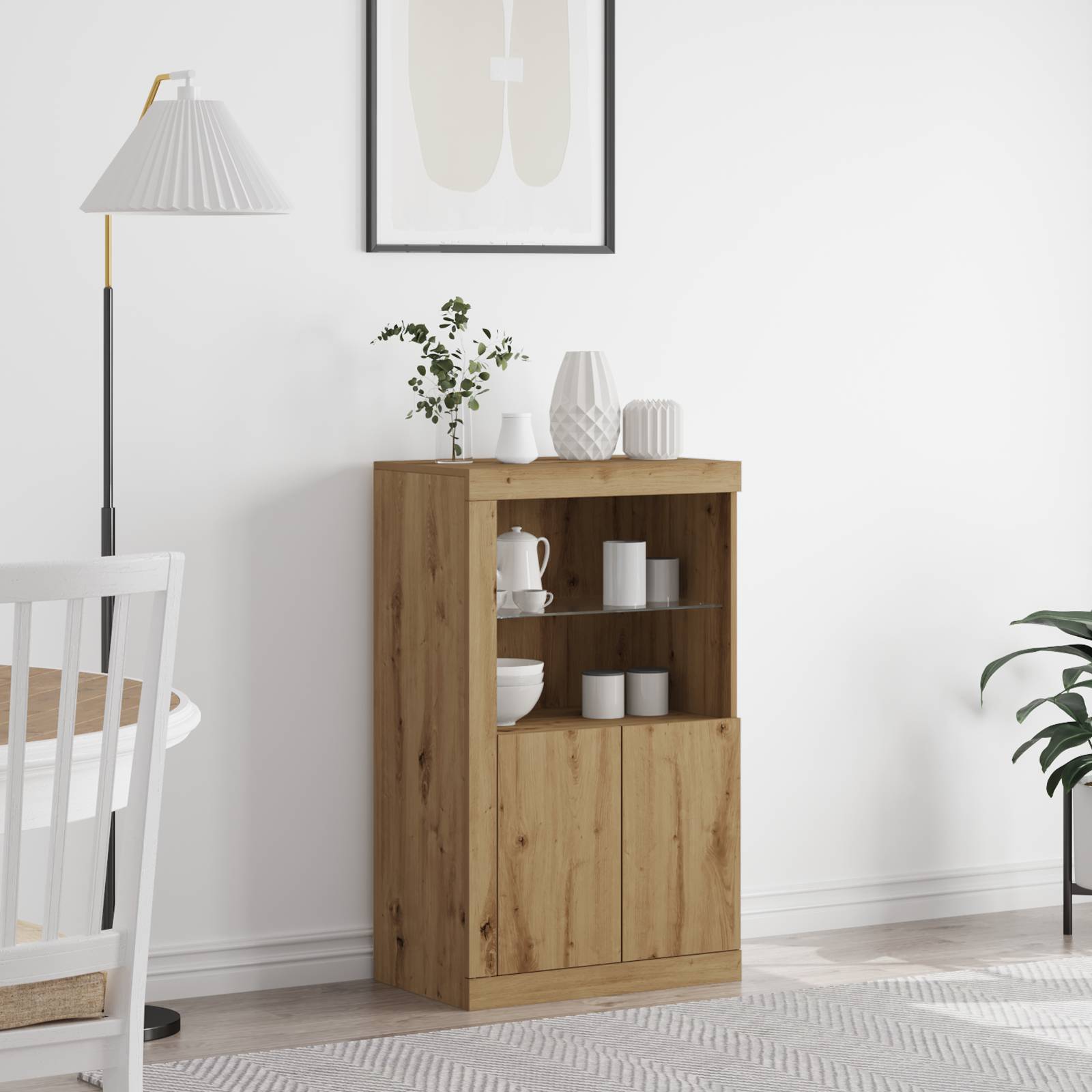 vidaXL Sideboard mit LED-Leuchten Artisan Eiche 60,5x37x100 cm