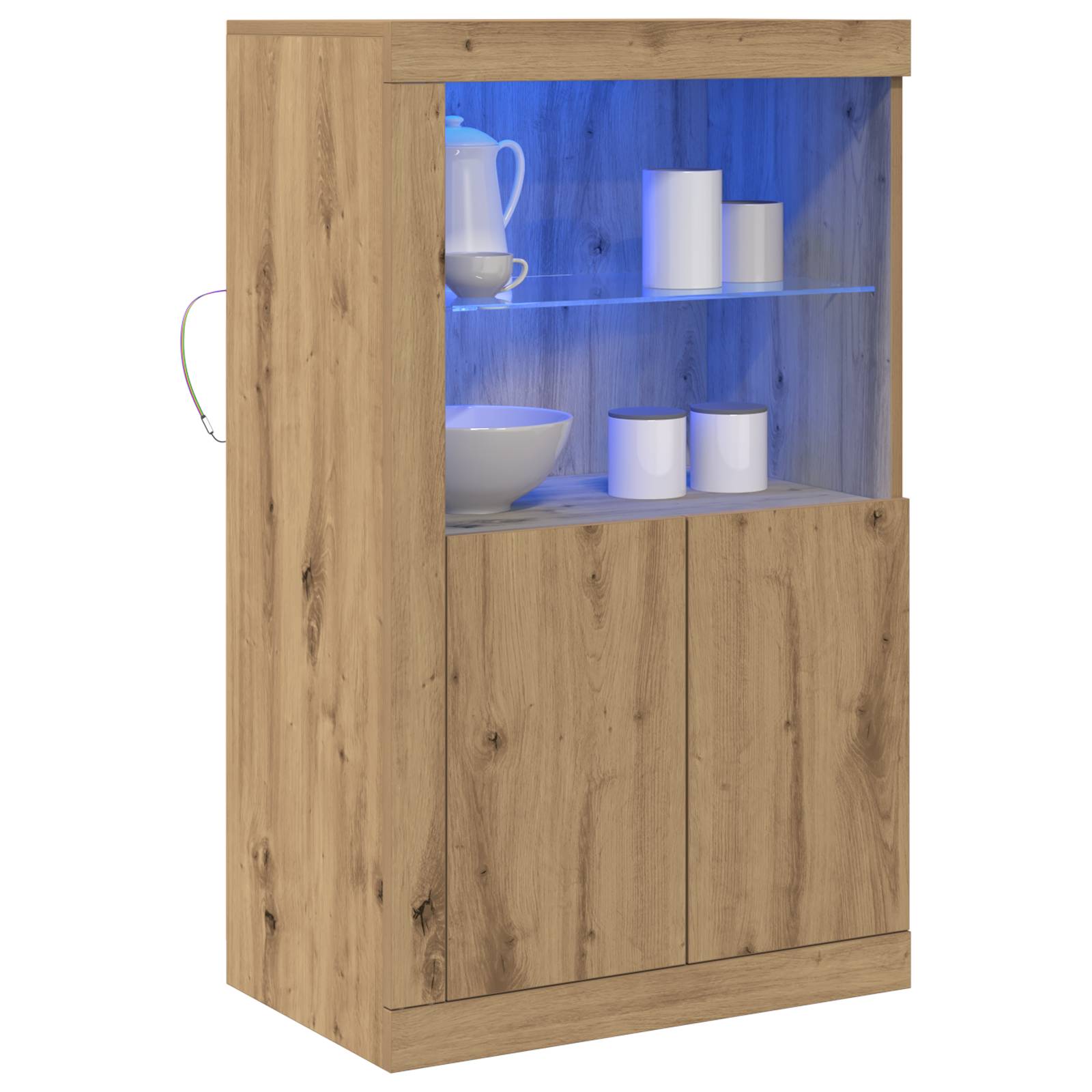 vidaXL Sideboard mit LED-Leuchten Artisan Eiche 60,5x37x100 cm