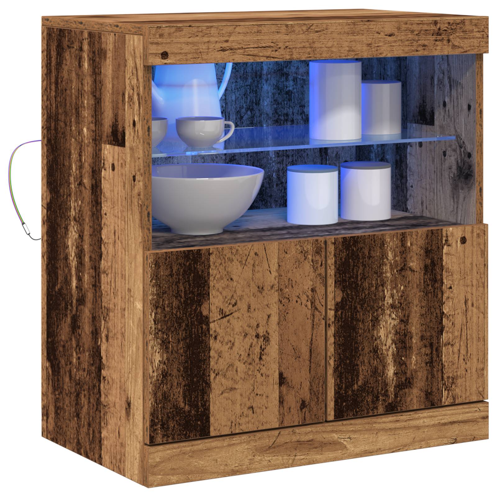 vidaXL Sideboard mit LED-Leuchten Altholz 60x37x67 cm