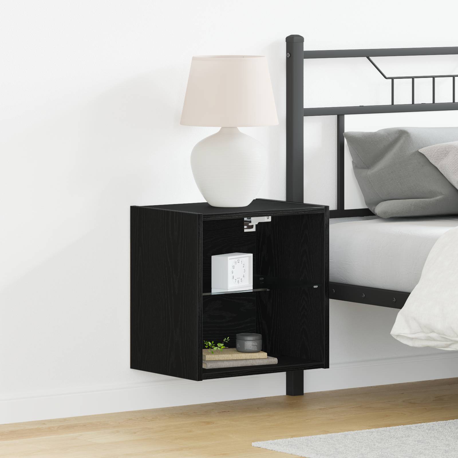 vidaXL Schweberegal Schwarz Eiche 40x28,5x40 cm Holzwerkstoff
