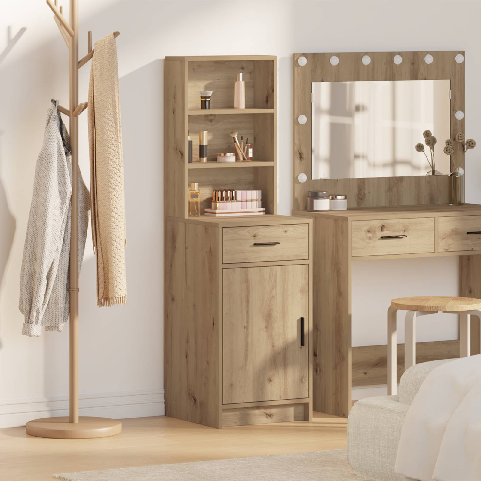 vidaXL Highboard Artisan Eiche 40x41x135 cm Holzwerkstoff