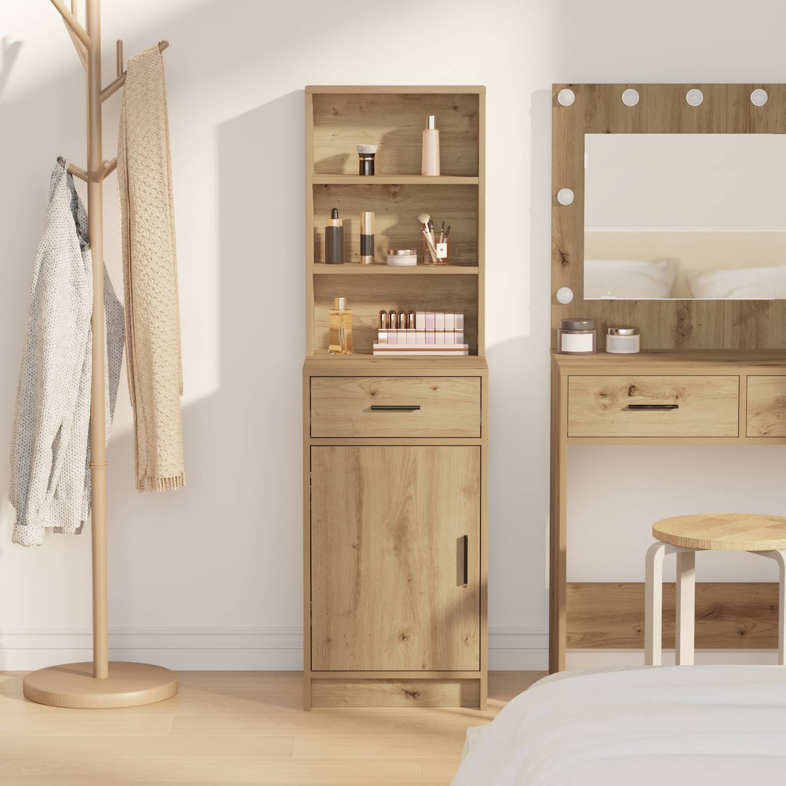 vidaXL Highboard Artisan Eiche 40x41x135 cm Holzwerkstoff