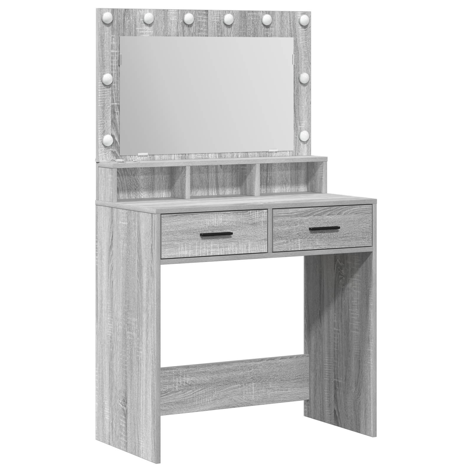 vidaXL Schminktisch mit LED-Leuchten Grau Sonoma 79x41x135 cm