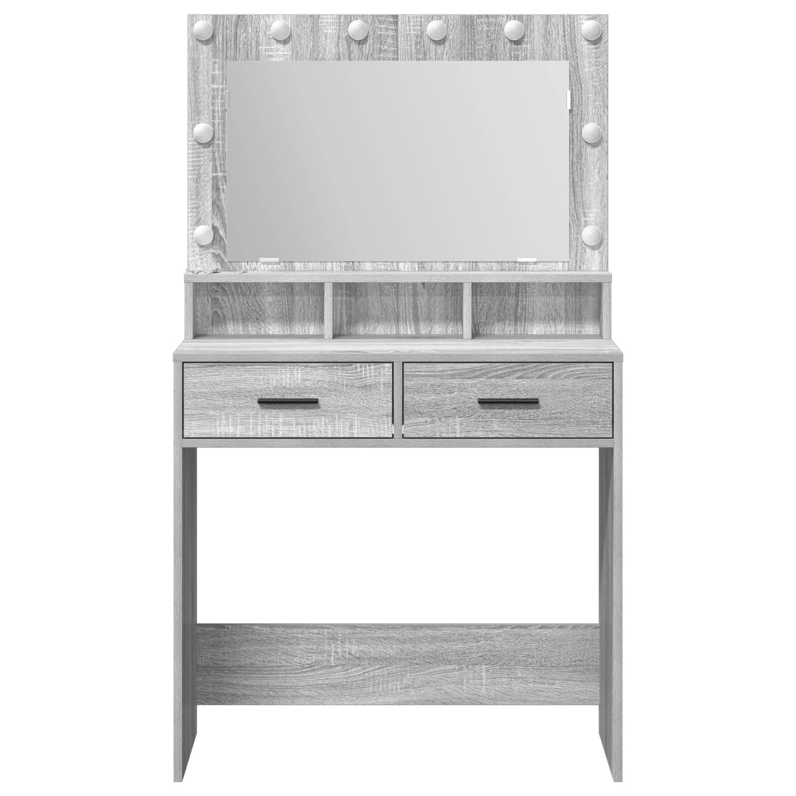 vidaXL Schminktisch mit LED-Leuchten Grau Sonoma 79x41x135 cm