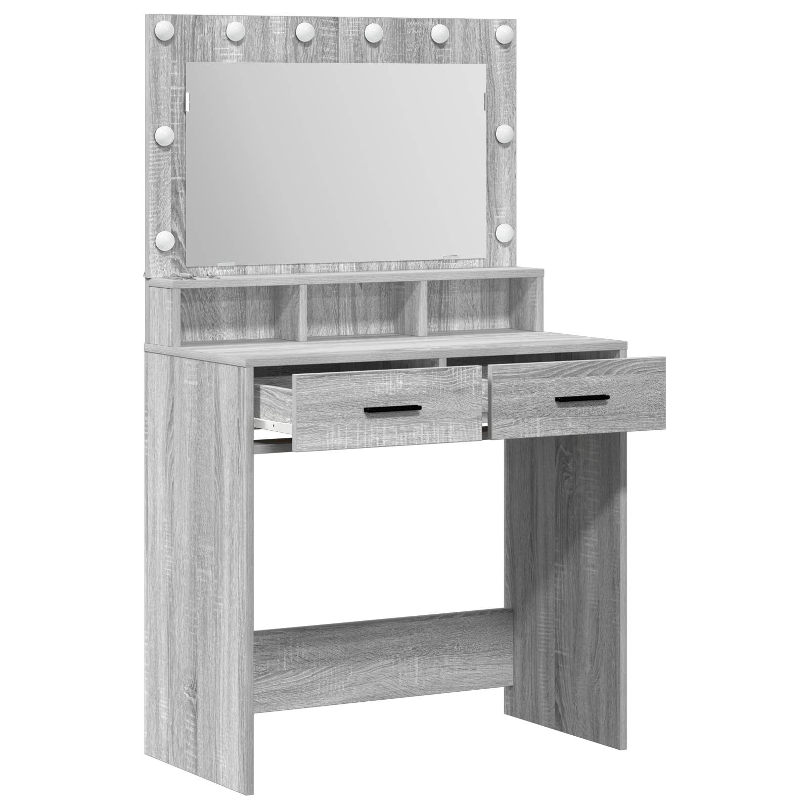 vidaXL Schminktisch mit LED-Leuchten Grau Sonoma 79x41x135 cm