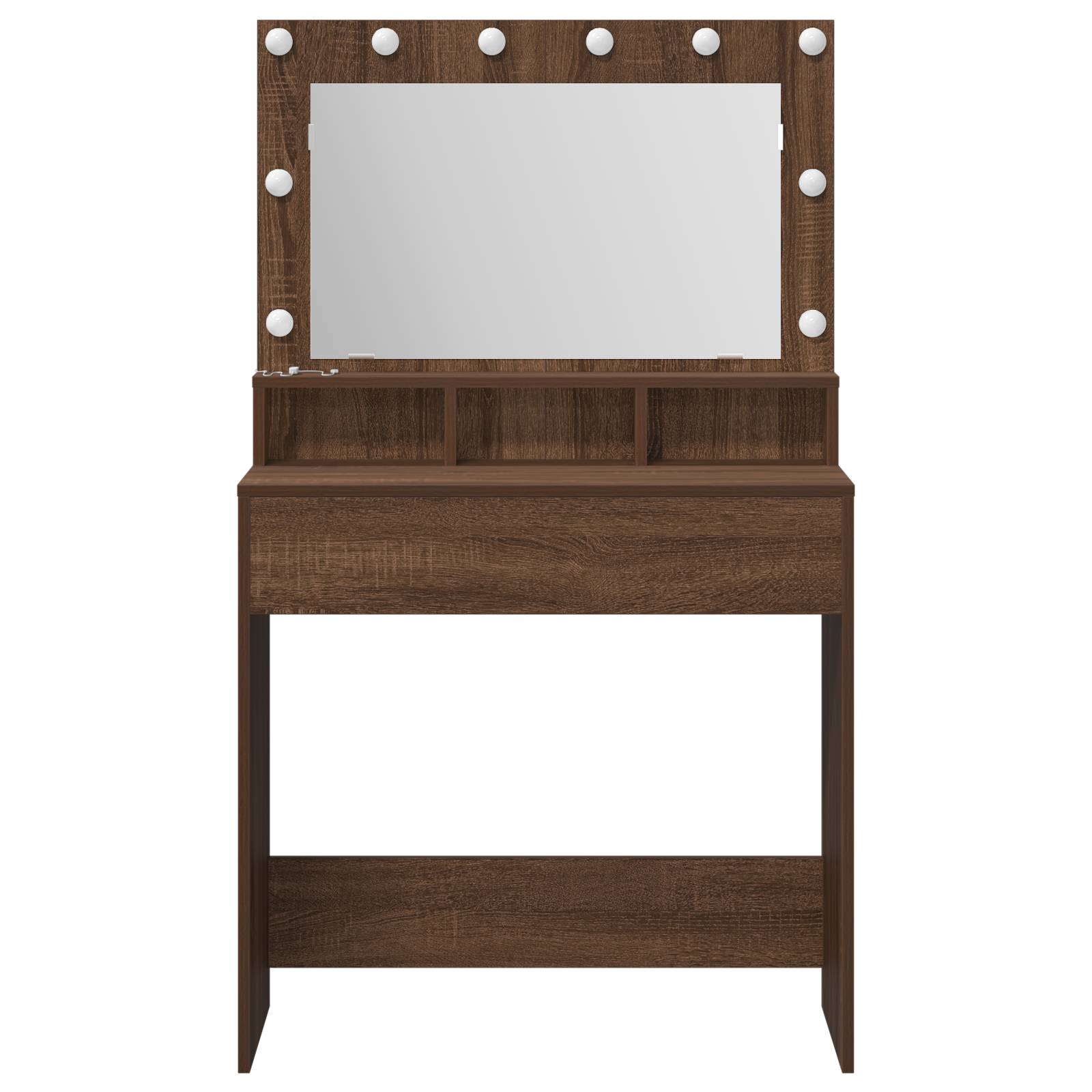vidaXL Schminktisch mit LED-Leuchten Braun Eiche 79x41x135 cm