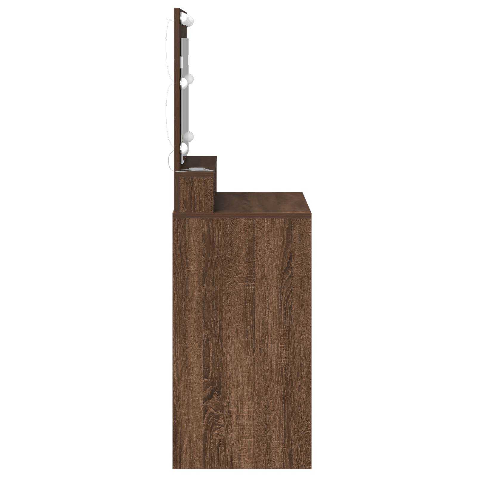 vidaXL Schminktisch mit LED-Leuchten Braun Eiche 79x41x135 cm