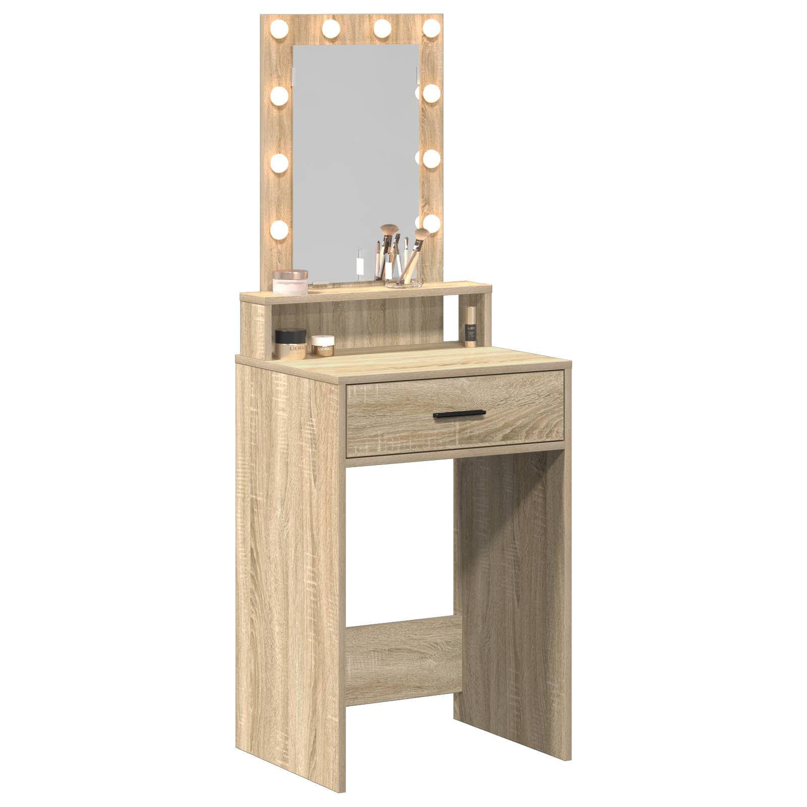 vidaXL Schminktisch mit LED-Leuchten Sonoma Eiche 50x41x140 cm