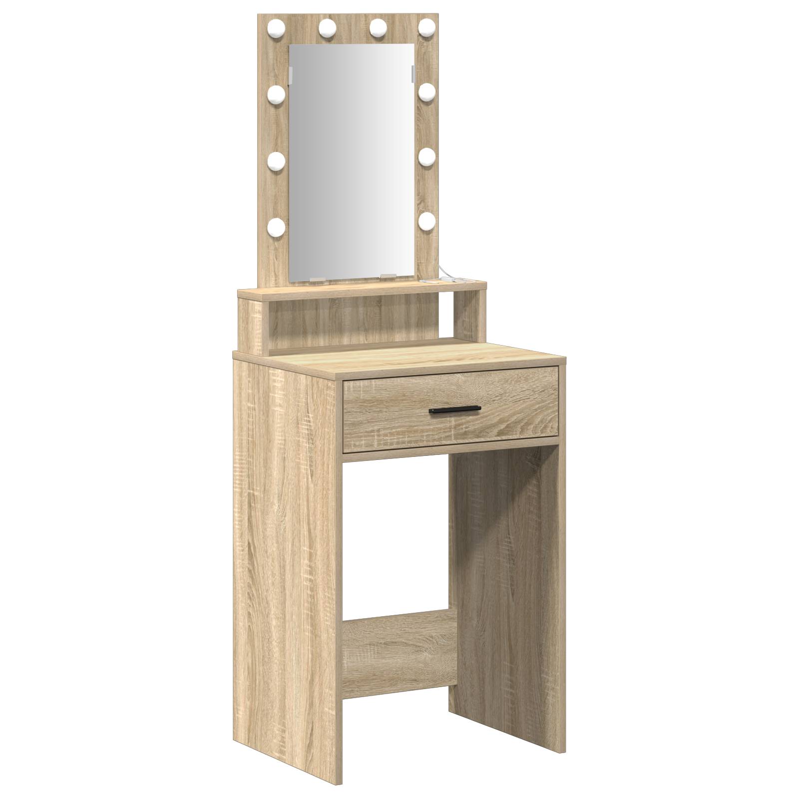vidaXL Schminktisch mit LED-Leuchten Sonoma Eiche 50x41x140 cm
