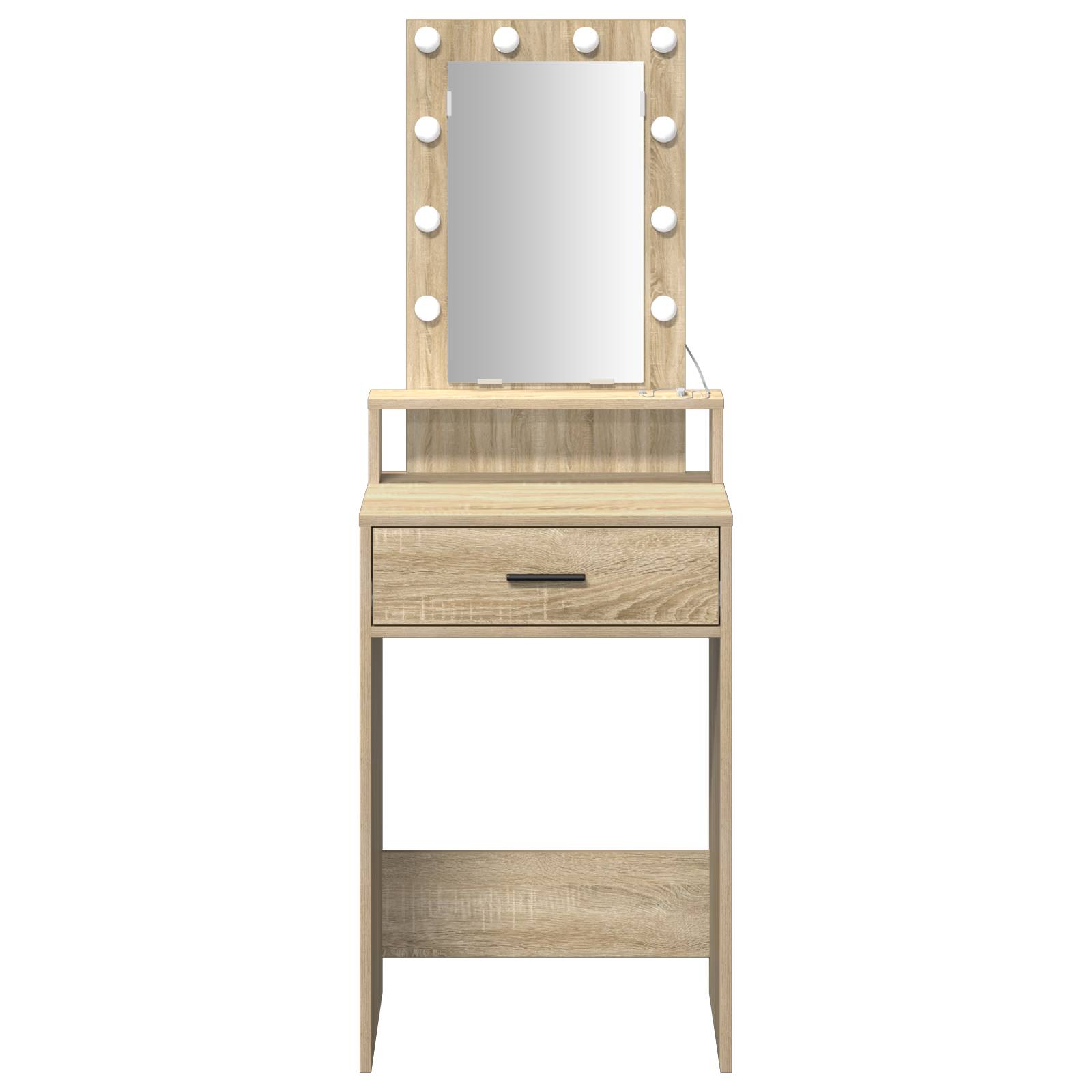 vidaXL Schminktisch mit LED-Leuchten Sonoma Eiche 50x41x140 cm