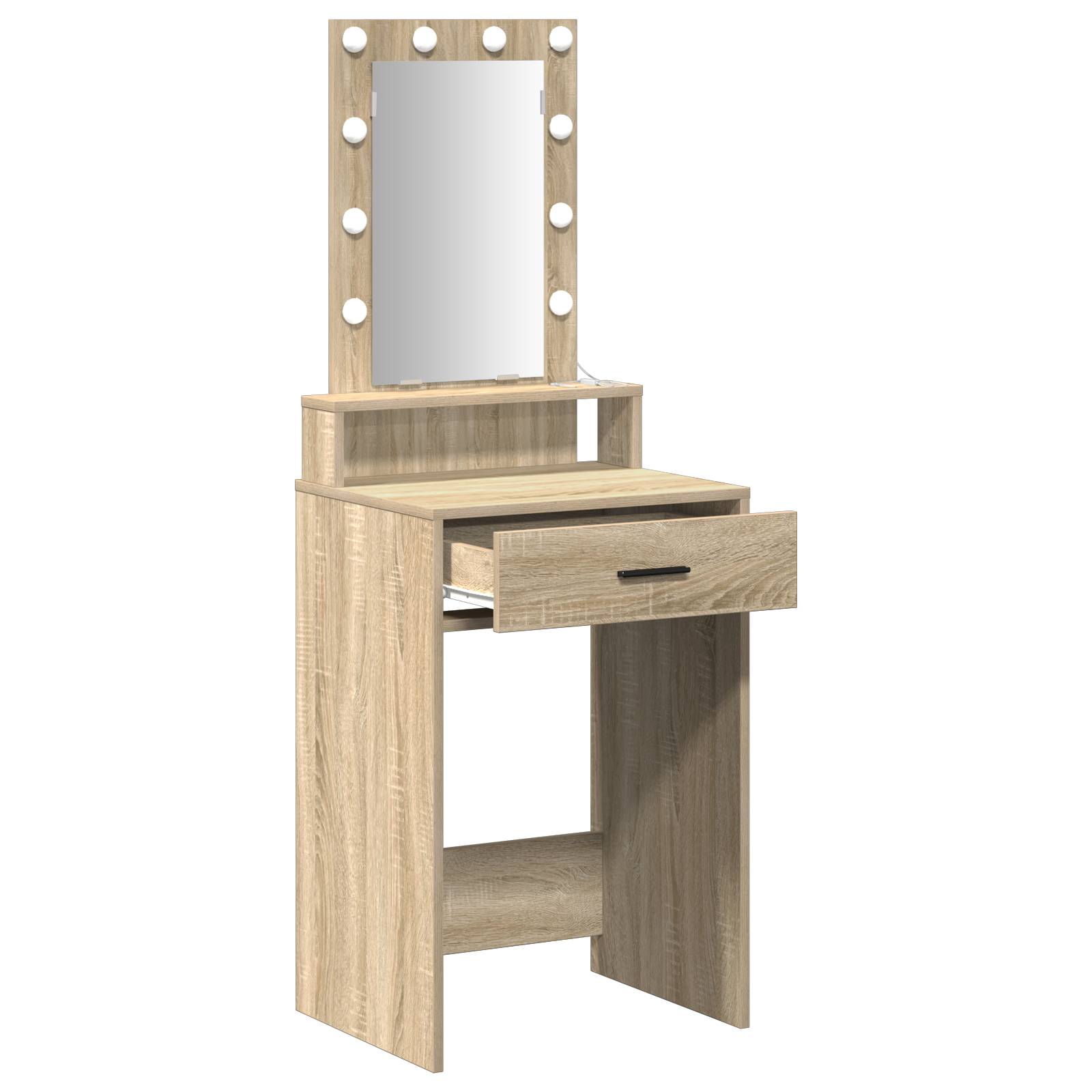 vidaXL Schminktisch mit LED-Leuchten Sonoma Eiche 50x41x140 cm