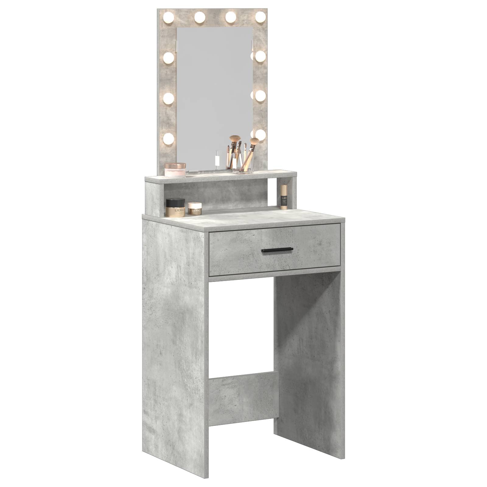 vidaXL Schminktisch mit LED-Leuchten Betongrau 50x41x140 cm