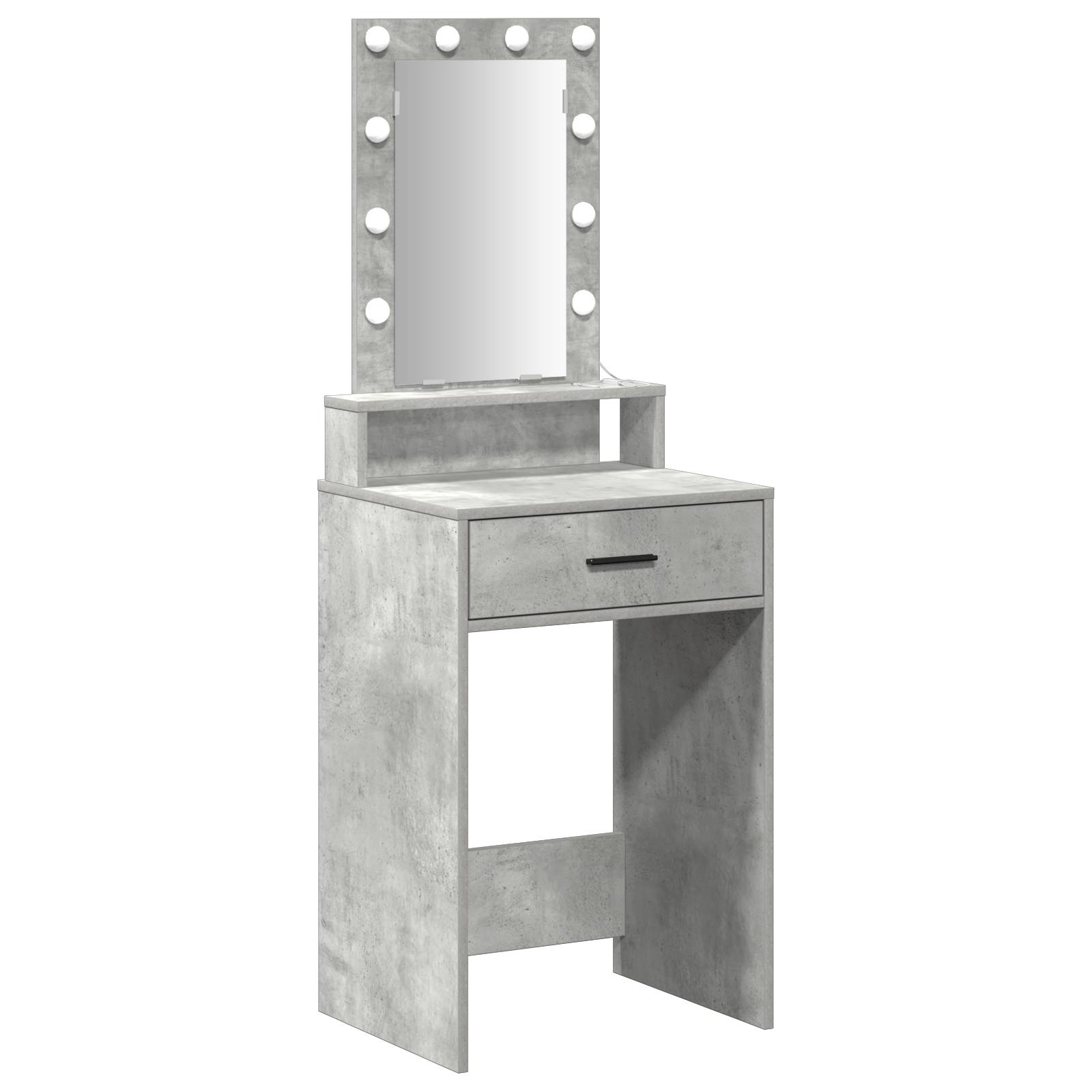 vidaXL Schminktisch mit LED-Leuchten Betongrau 50x41x140 cm