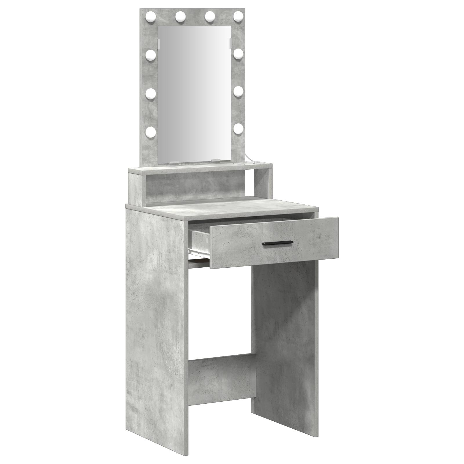 vidaXL Schminktisch mit LED-Leuchten Betongrau 50x41x140 cm
