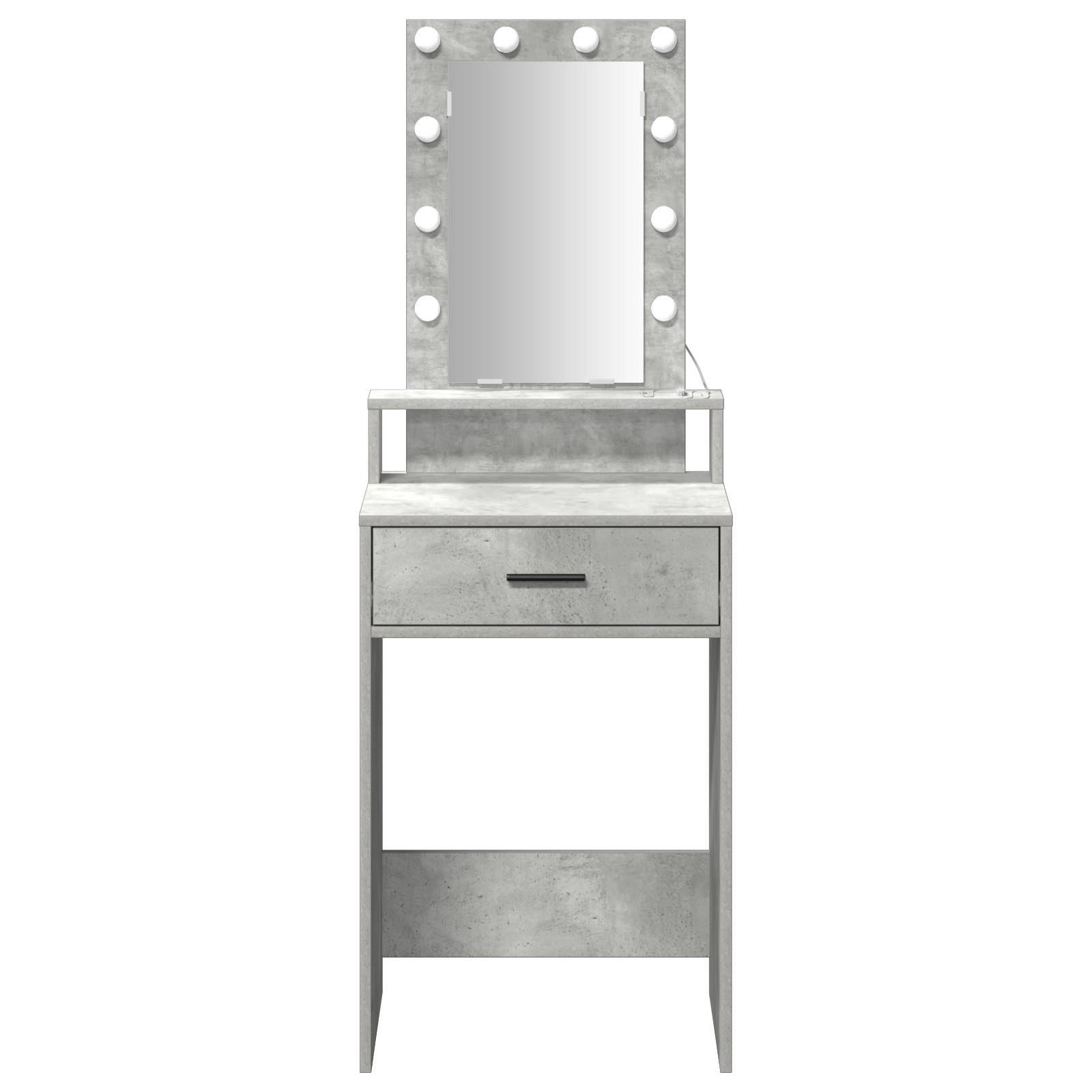 vidaXL Schminktisch mit LED-Leuchten Betongrau 50x41x140 cm