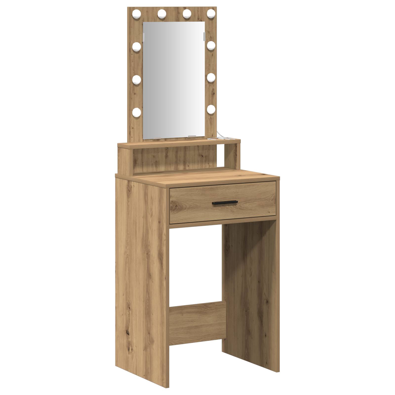 vidaXL Schminktisch mit LED-Leuchten Artisan Eiche 50x41x140 cm