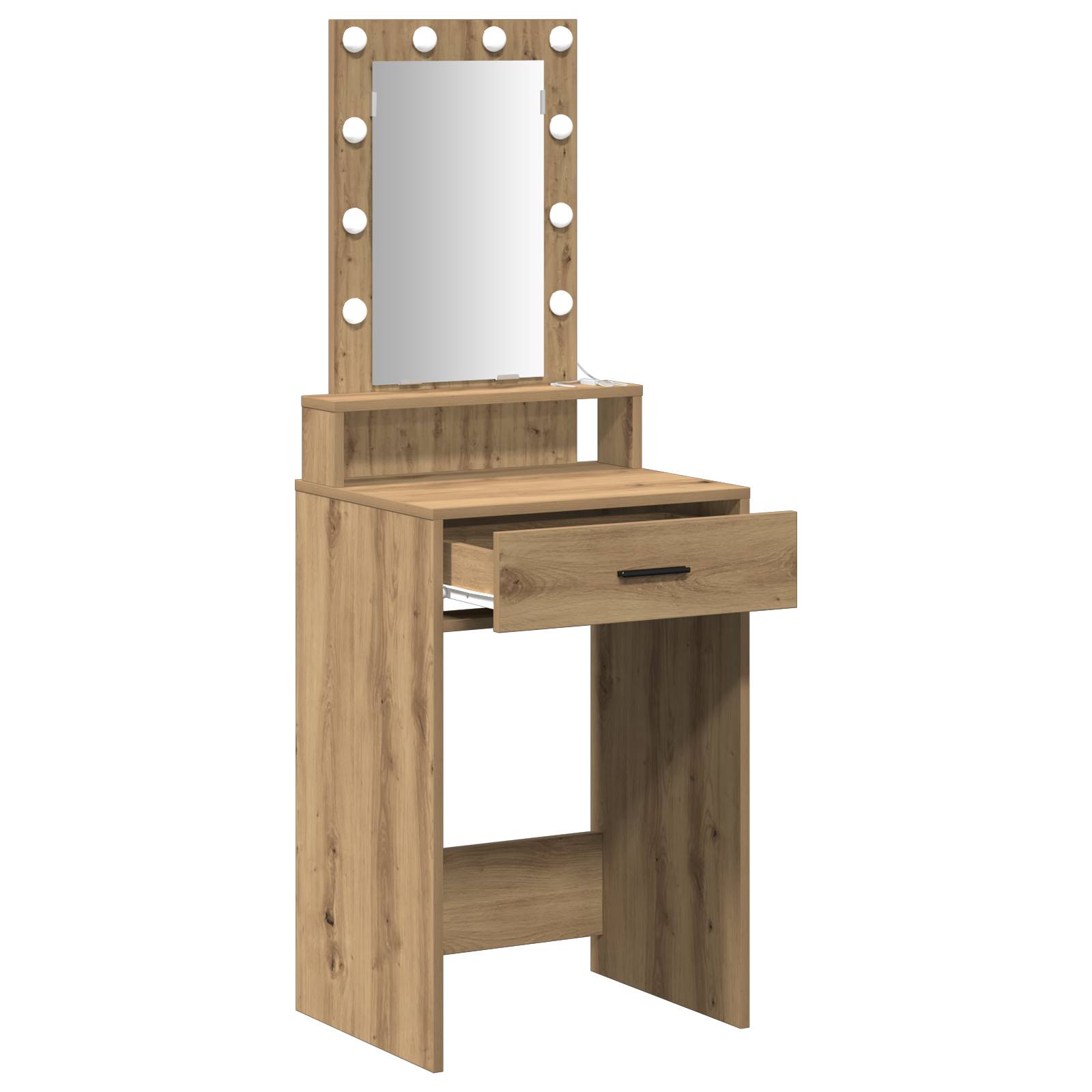 vidaXL Schminktisch mit LED-Leuchten Artisan Eiche 50x41x140 cm
