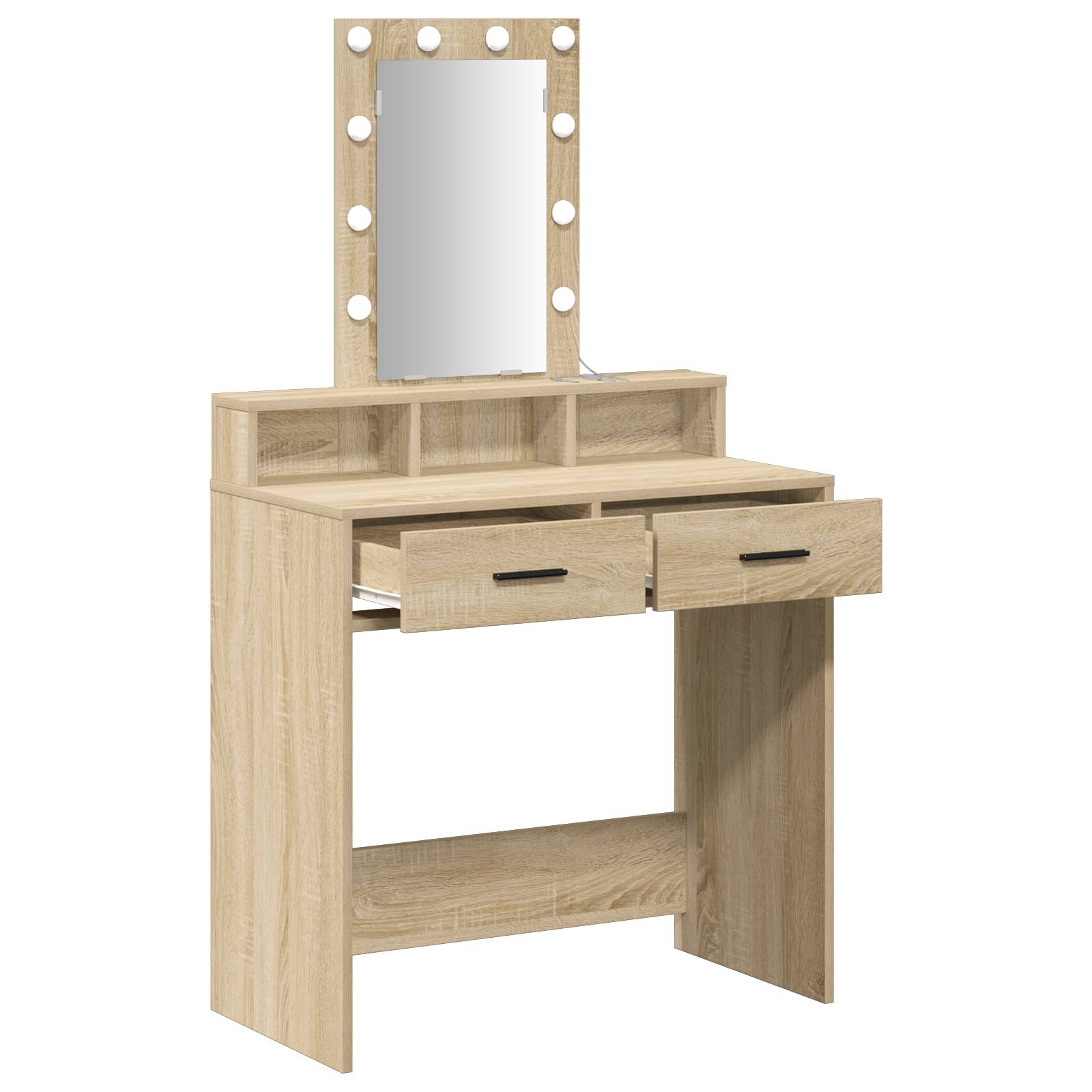 vidaXL Schminktisch mit LED-Leuchten Sonoma Eiche 79x41x140 cm