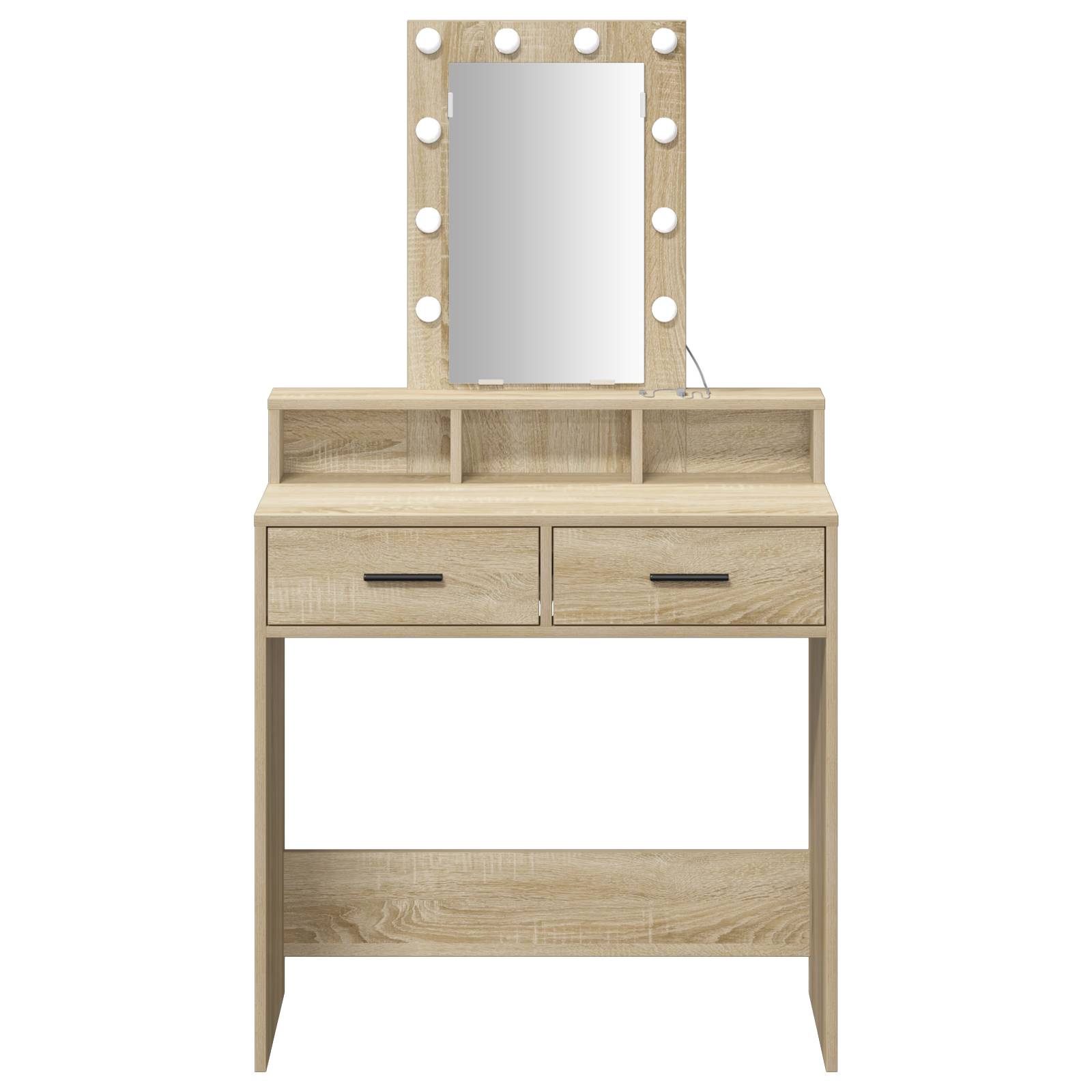 vidaXL Schminktisch mit LED-Leuchten Sonoma Eiche 79x41x140 cm