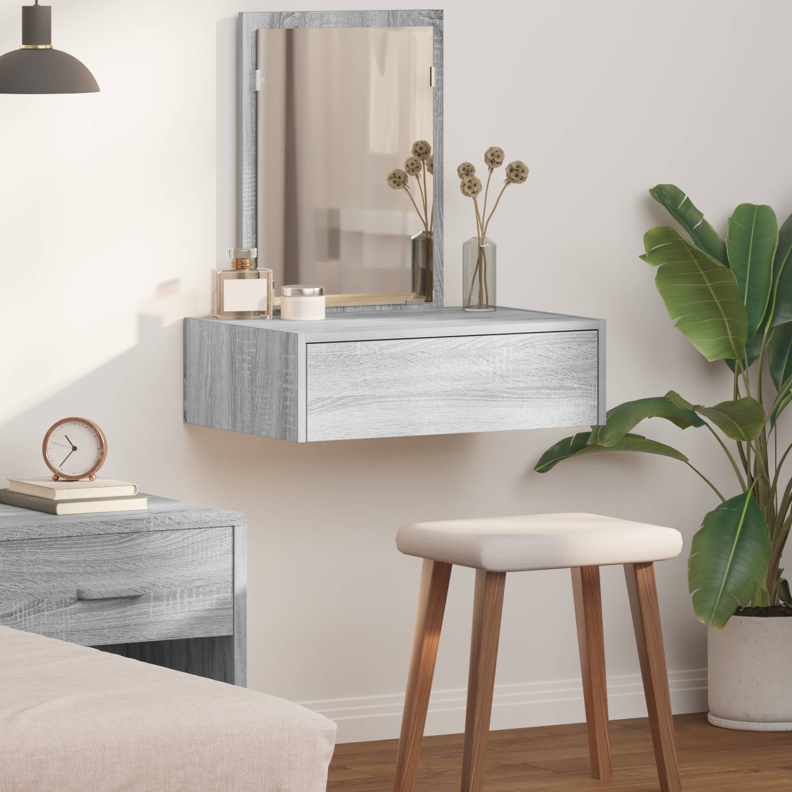 vidaXL Wand-Schminktisch Grau Sonoma 60x40x70 cm