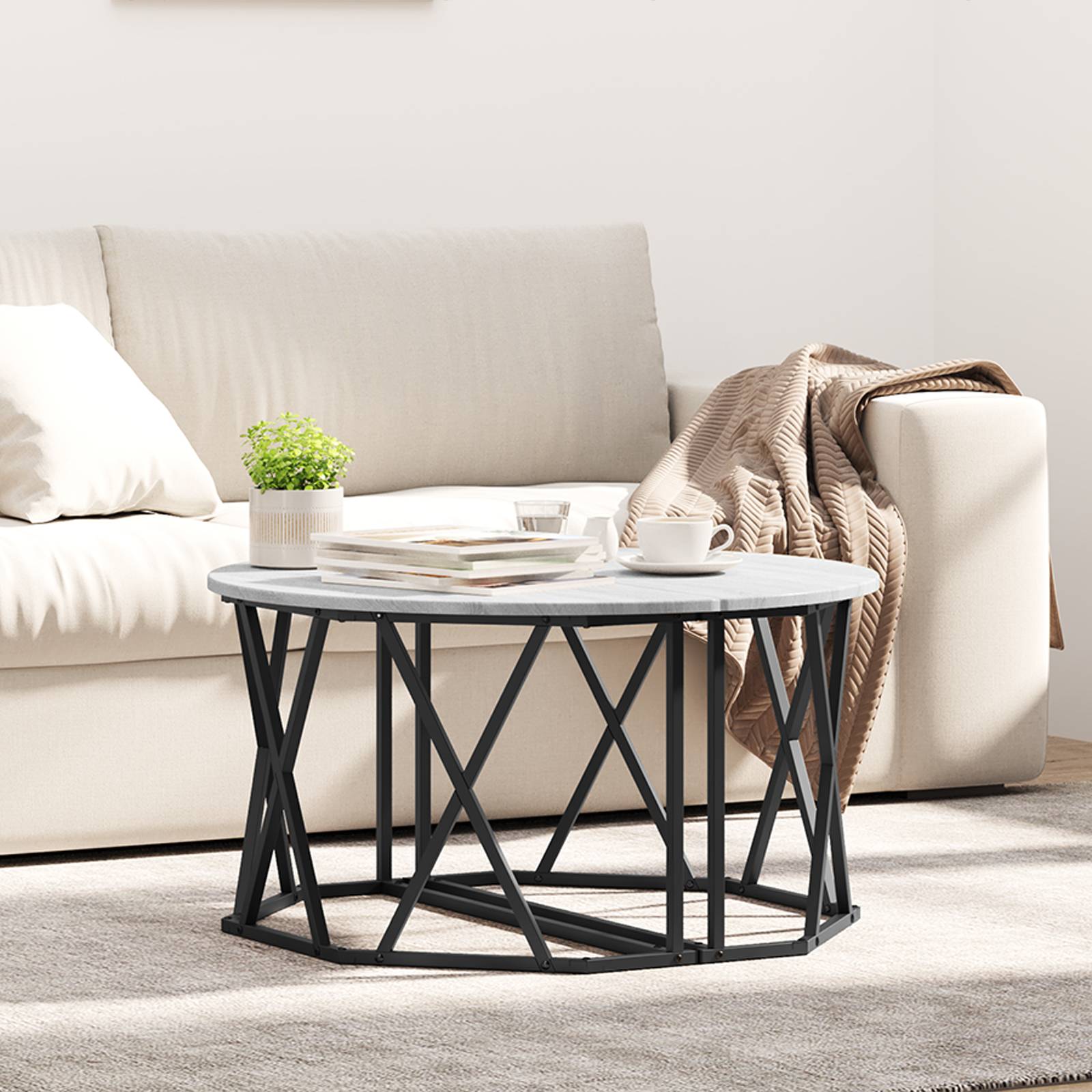 vidaXL Grauer Sonoma Couchtisch 80x80x42 cm Aus Stabilem Holz