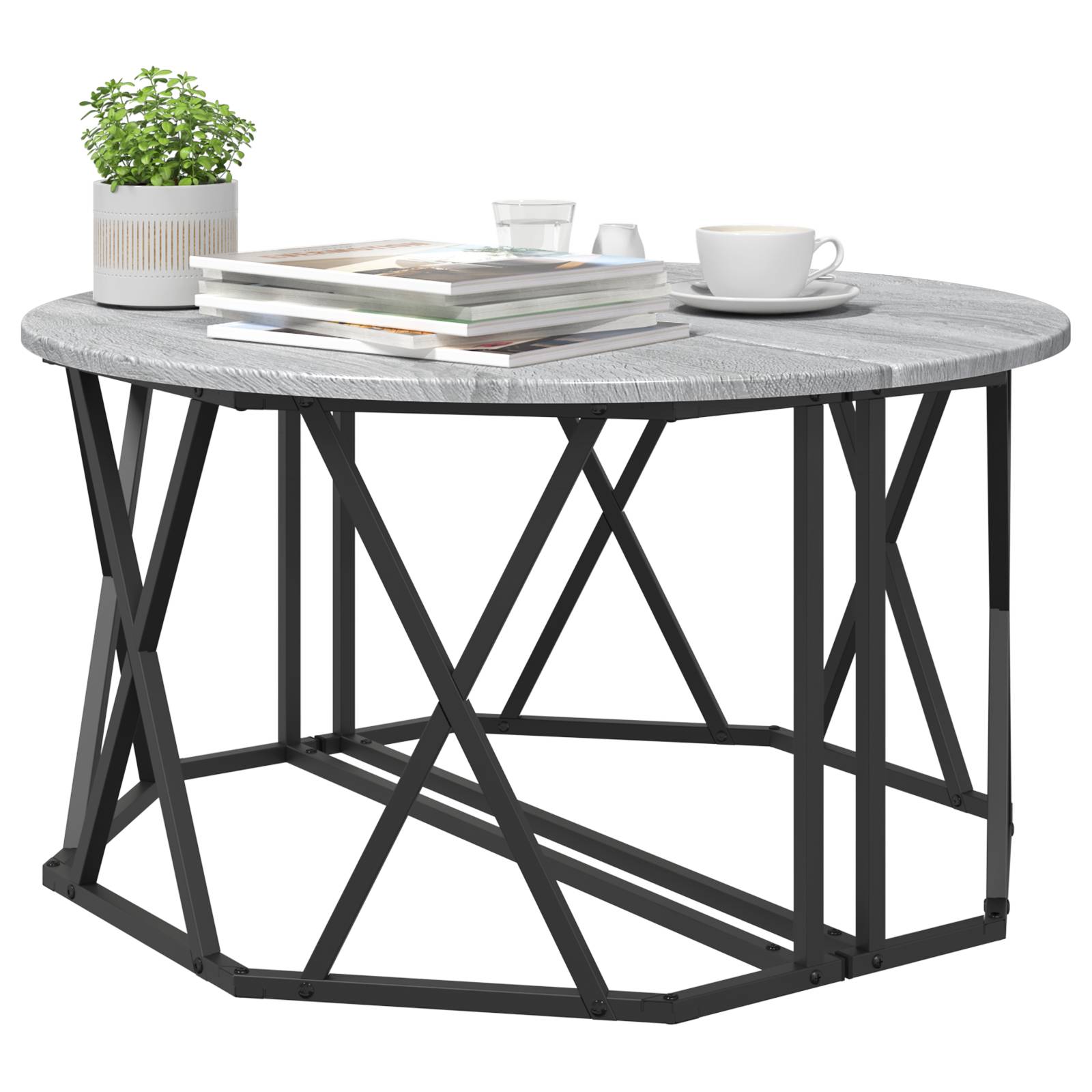 vidaXL Grauer Sonoma Couchtisch 80x80x42 cm Aus Stabilem Holz