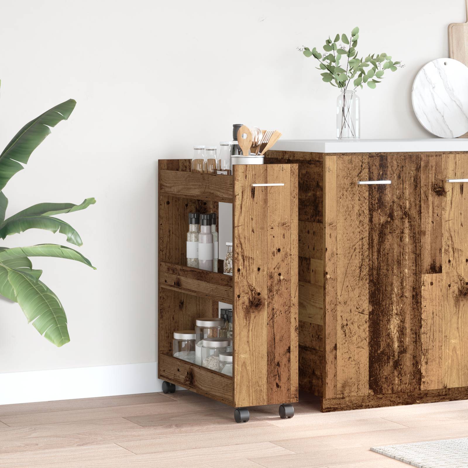 vidaXL Rollschrank Altholz 60x22x79 cm Holzwerkstoff