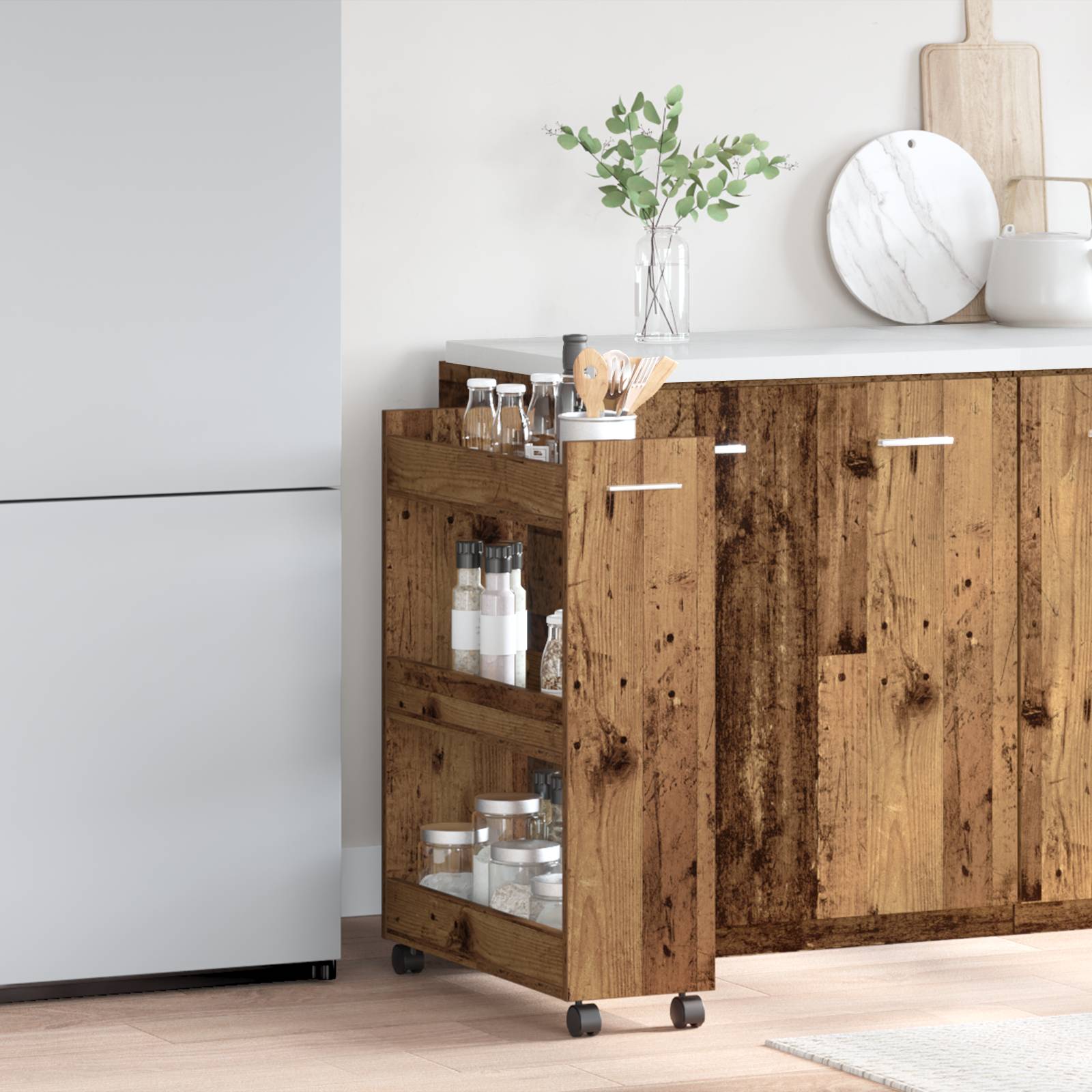 vidaXL Rollschrank Altholz 60x22x79 cm Holzwerkstoff