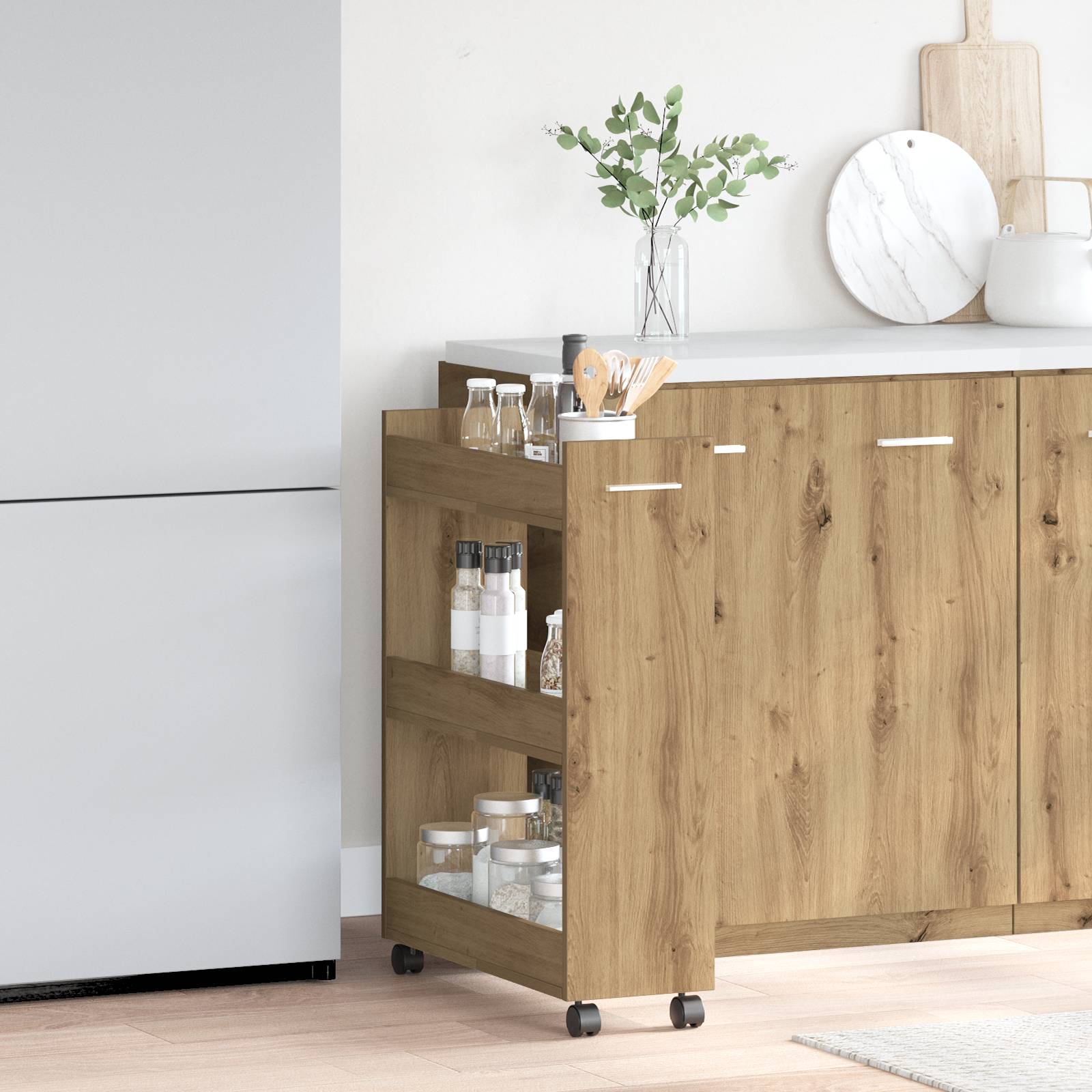 vidaXL Rollschrank Artisan Eiche 60x22x79 cm Holzwerkstoff
