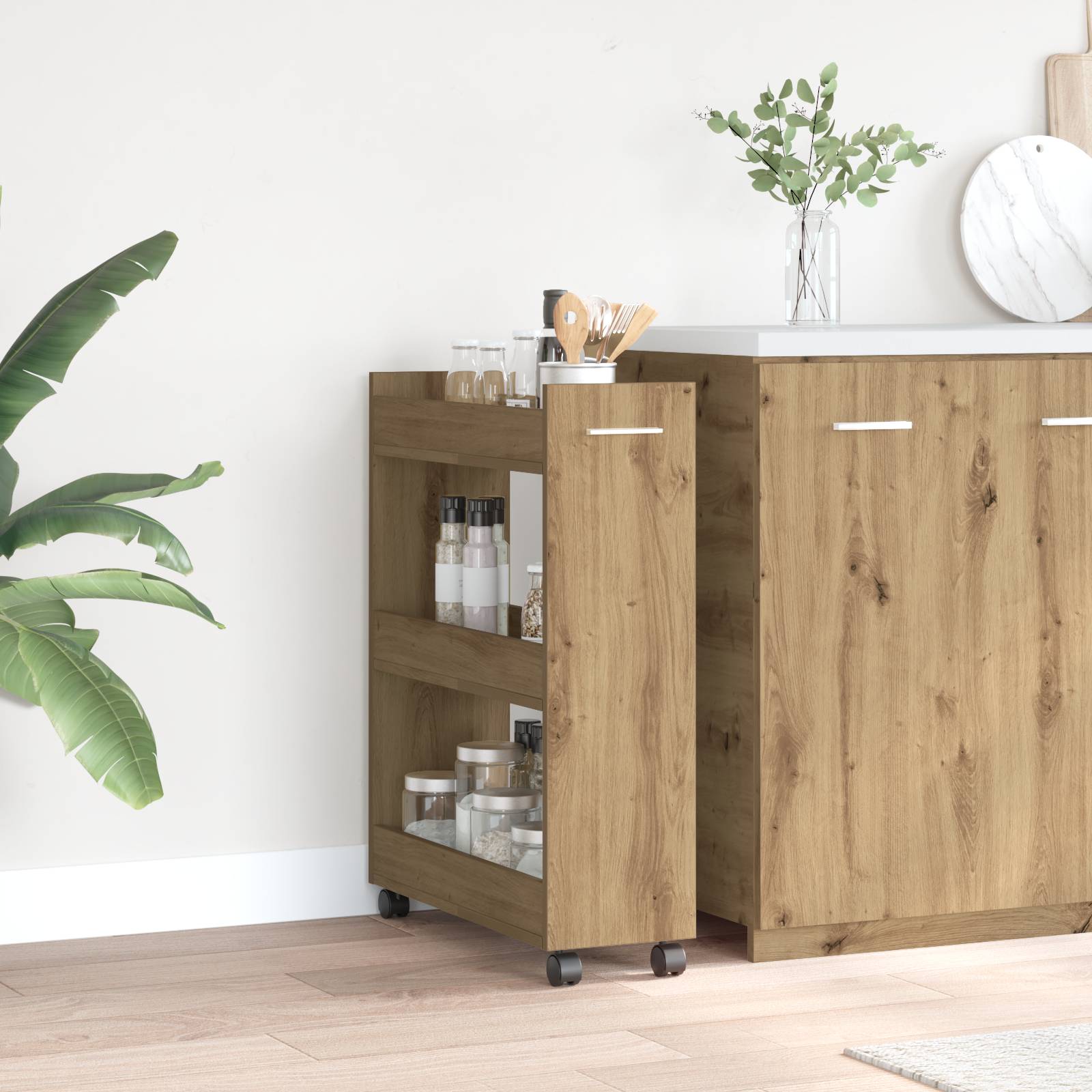 vidaXL Rollschrank Artisan Eiche 60x22x79 cm Holzwerkstoff