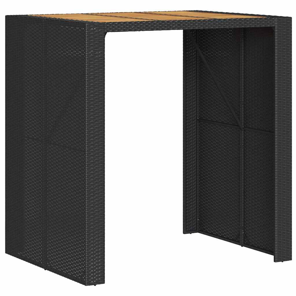 vidaXL 3-tlg. Gartenbar-Set mit Kissen Schwarz Poly Rattan Akazie